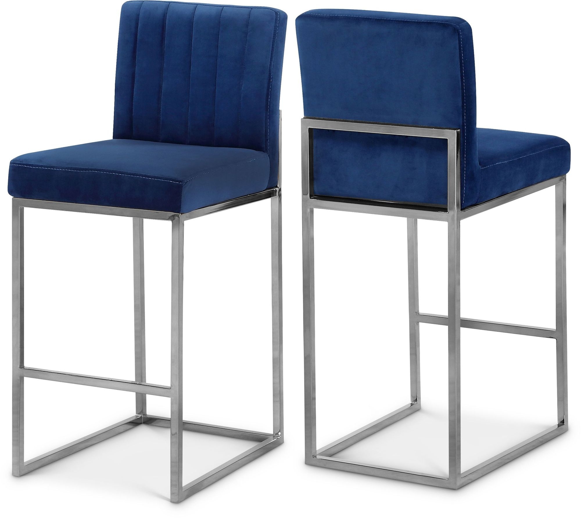 Giselle Velvet Counter Stool with Polished Metal Frame