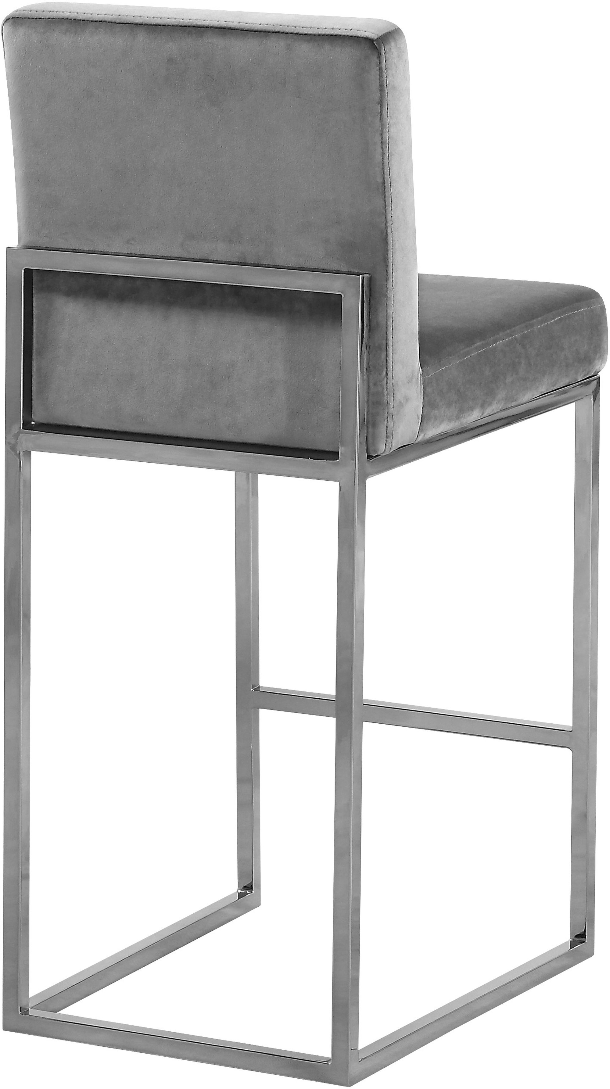 Giselle Velvet Counter Stool with Polished Chrome Metal Frame