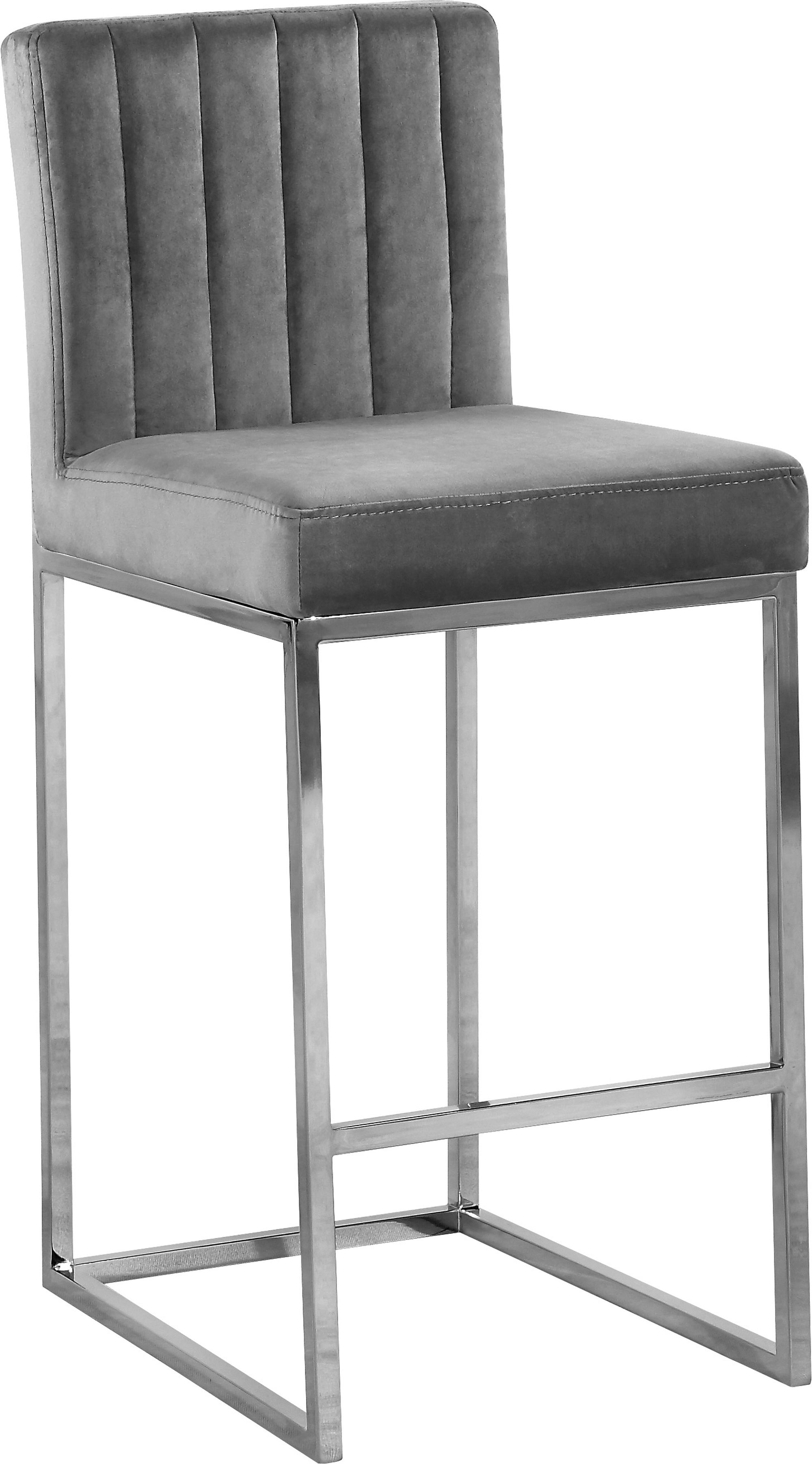Giselle Velvet Counter Stool with Polished Metal Frame