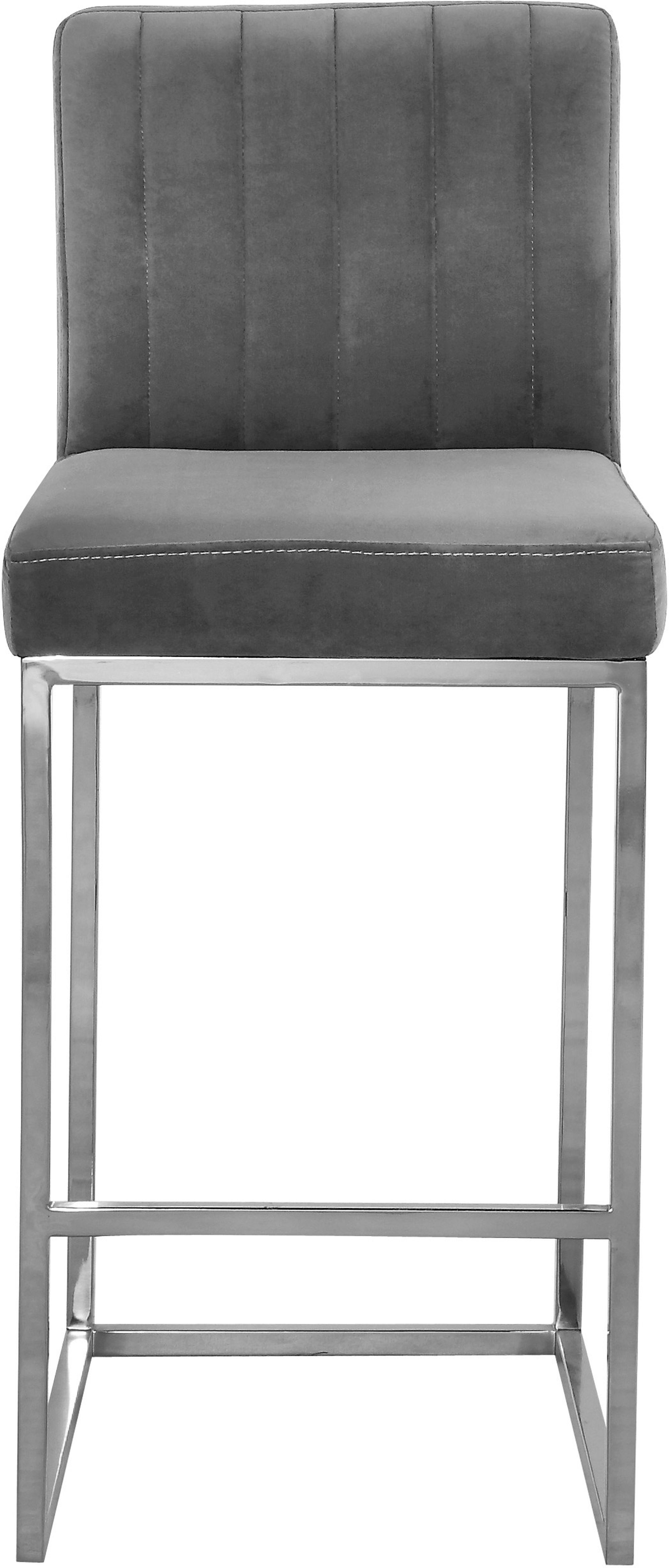 Giselle Velvet Counter Stool with Polished Metal Frame