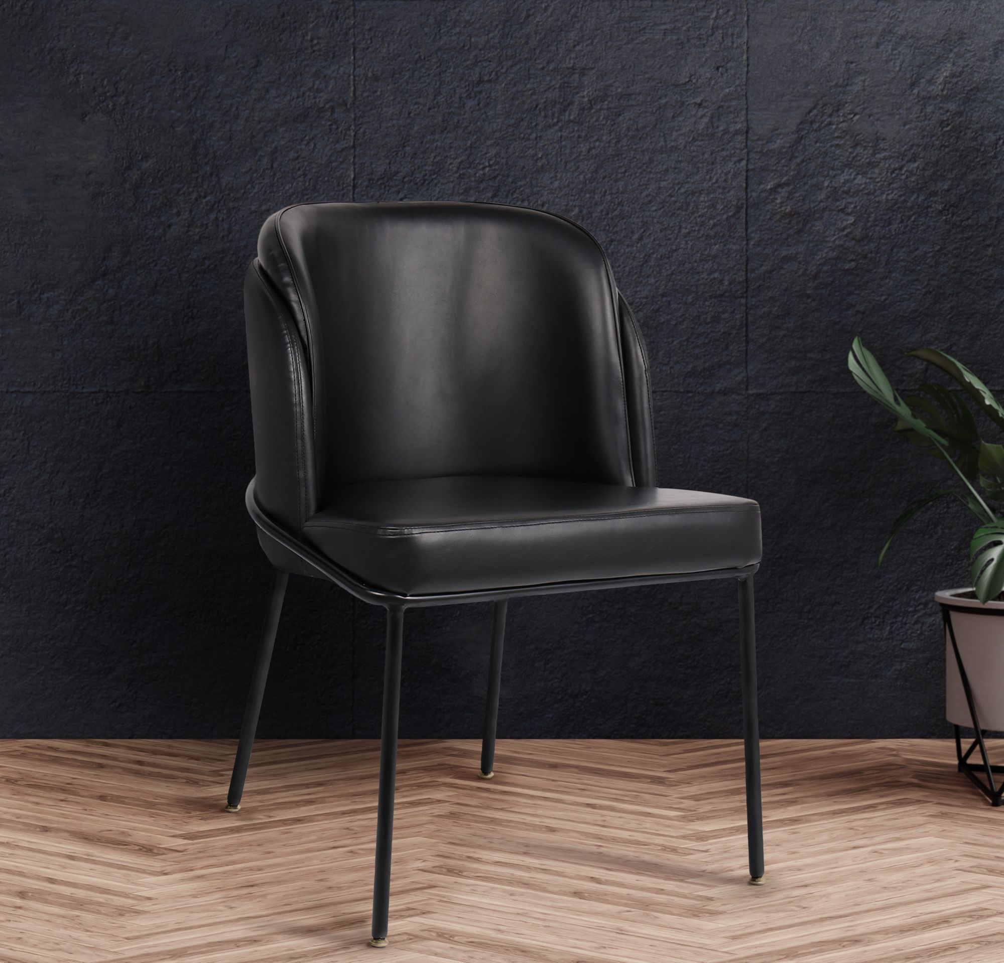 Jagger Faux Leather Dining Chair with Matte Black Iron Legs