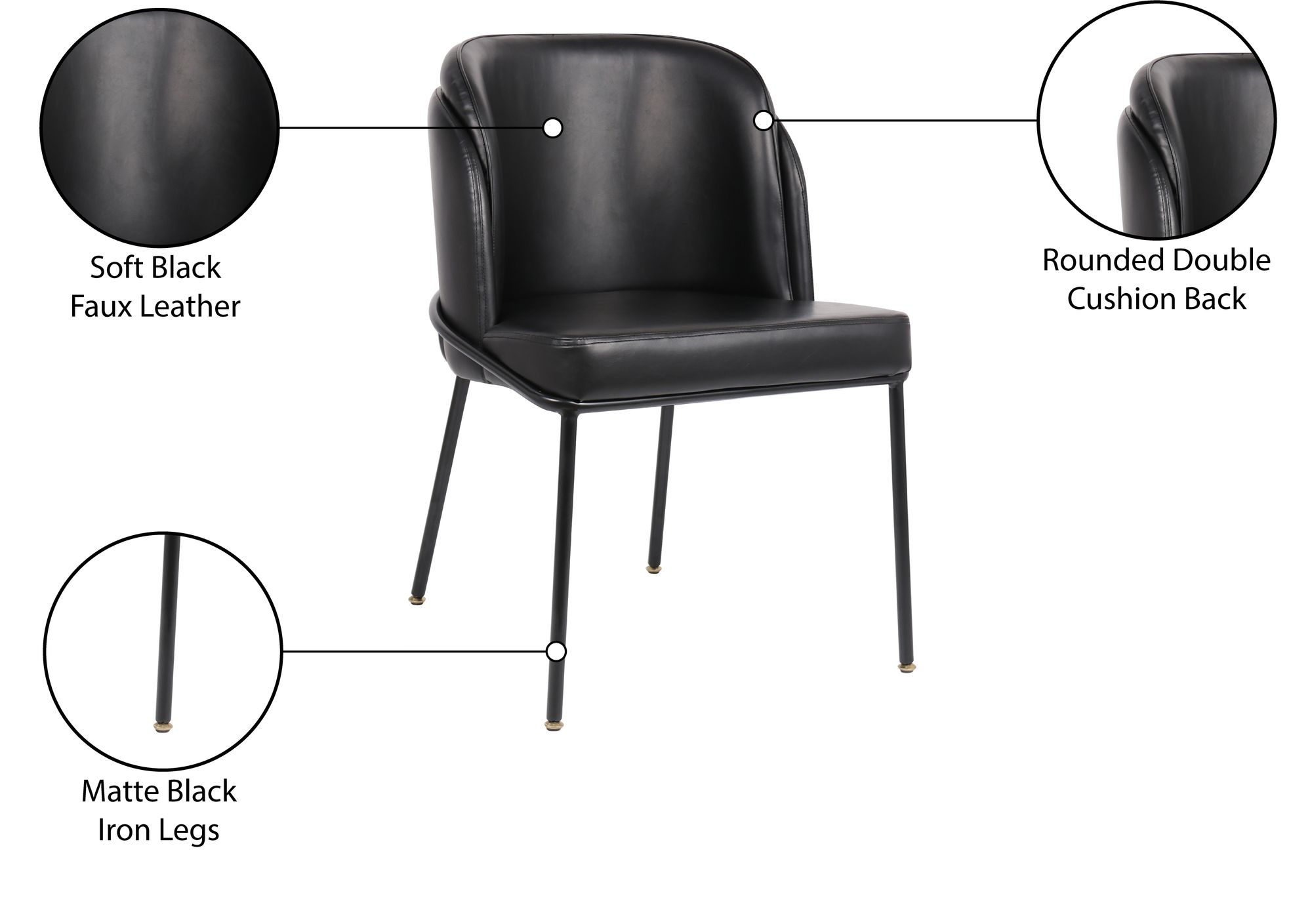 Jagger Faux Leather Dining Chair with Iron Legs