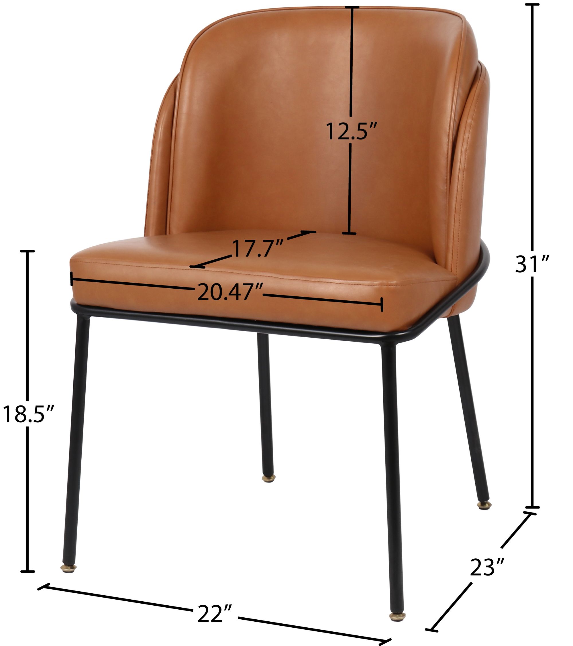 Jagger Faux Leather Dining Chair with Matte Black Iron Legs