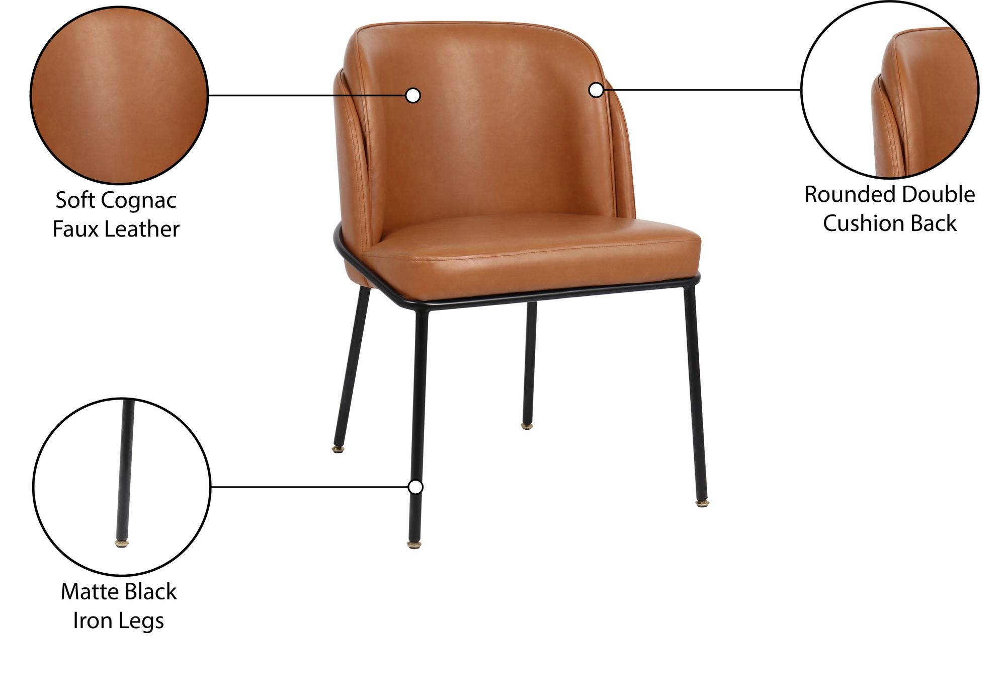 Jagger Faux Leather Dining Chair with Iron Legs