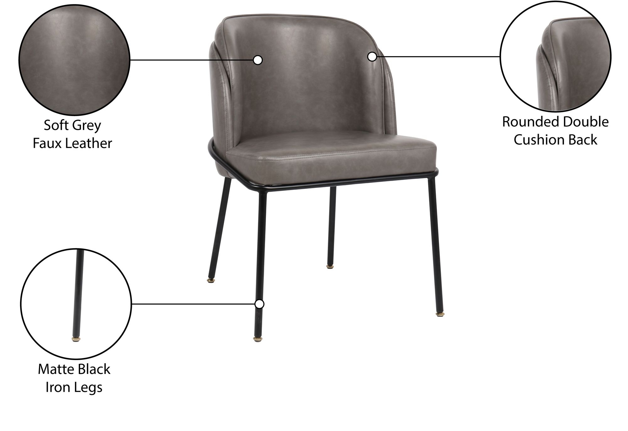 Jagger Faux Leather Dining Chair with Iron Legs