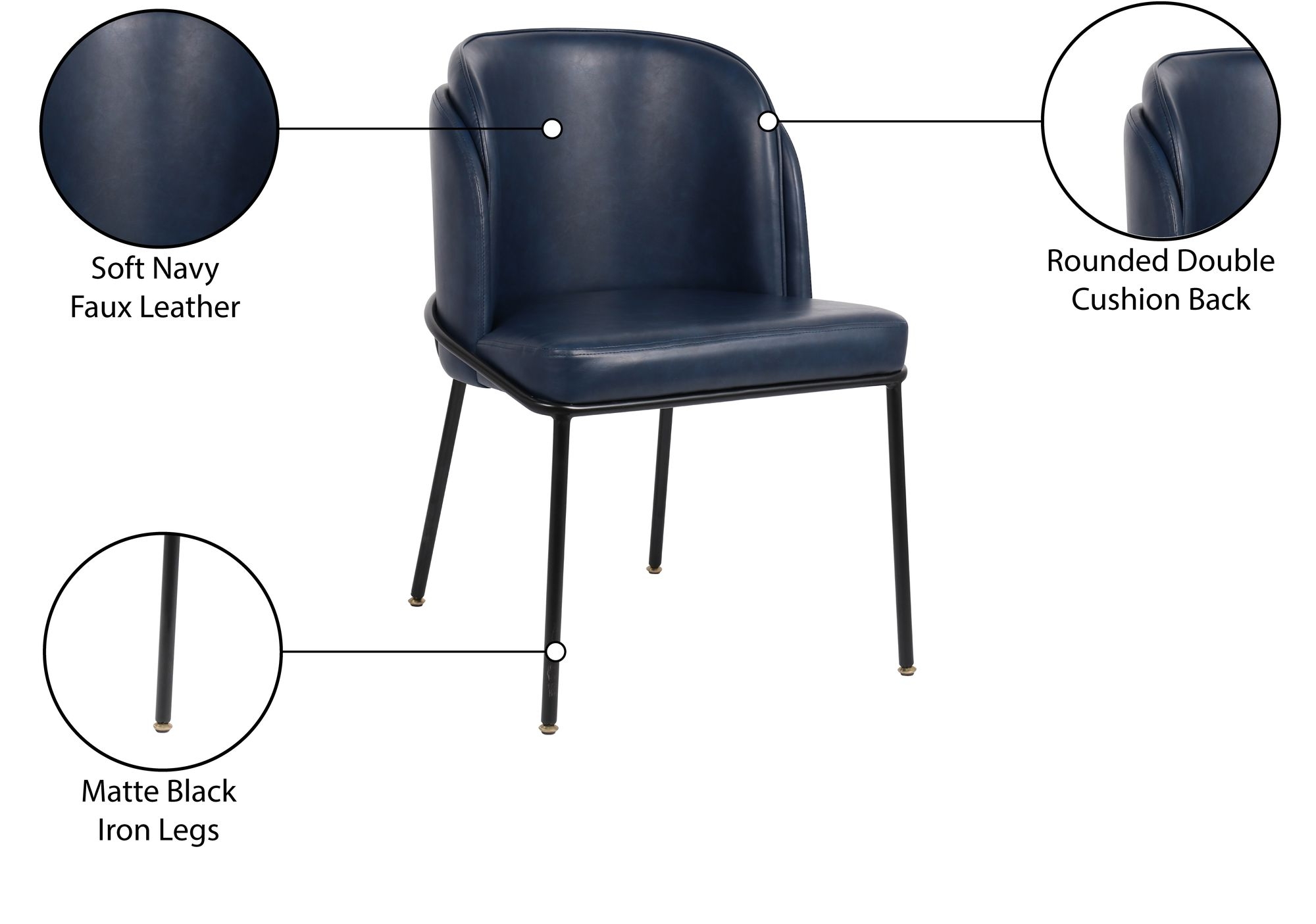 Jagger Faux Leather Dining Chair with Iron Legs
