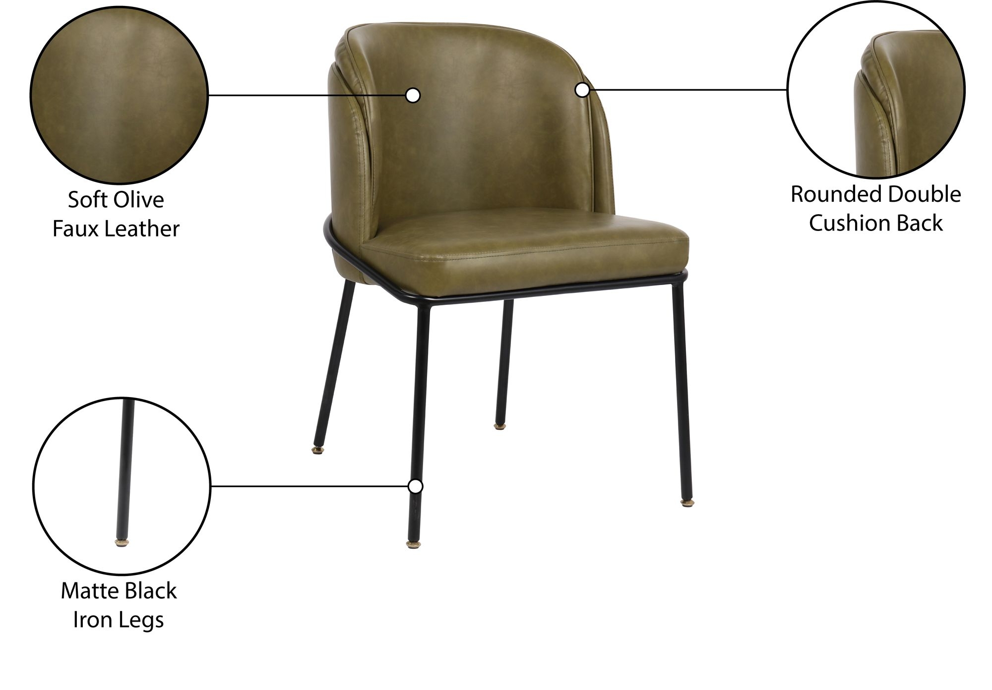 Jagger Faux Leather Dining Chair with Iron Legs