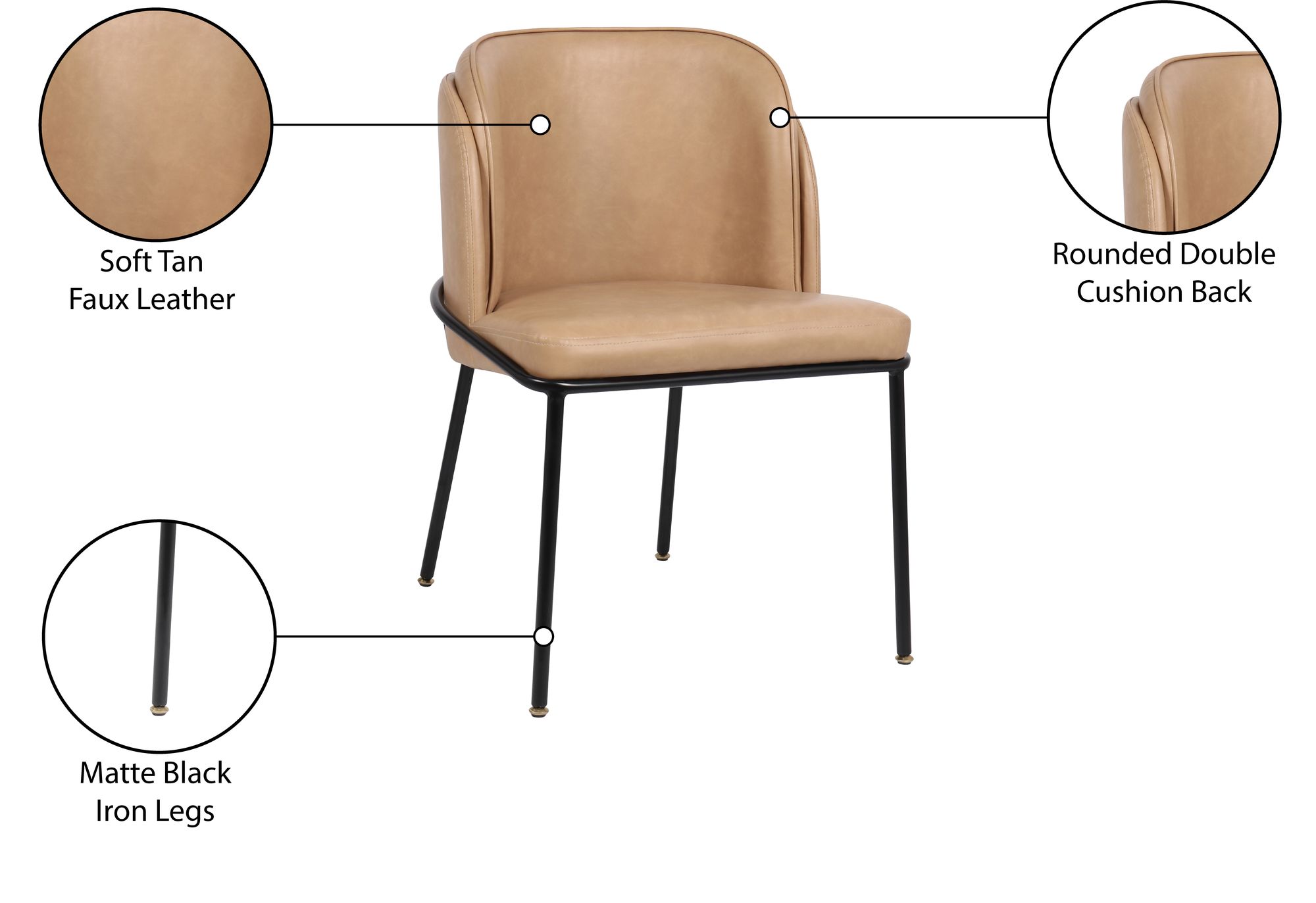 Jagger Faux Leather Dining Chair with Matte Black Iron Legs