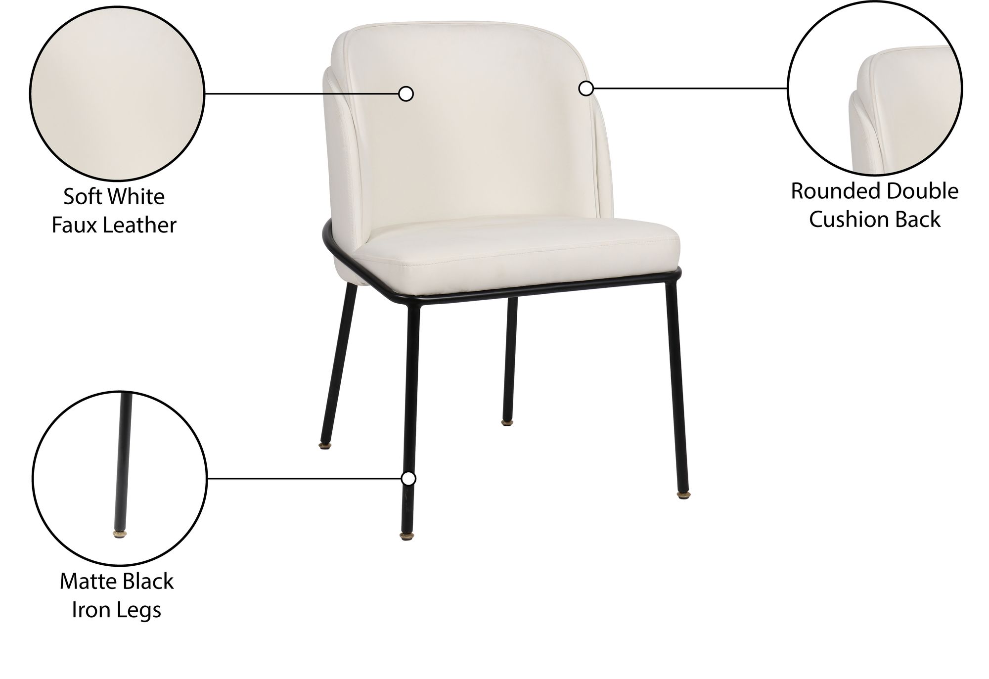 Jagger Faux Leather Dining Chair with Matte Black Iron Legs