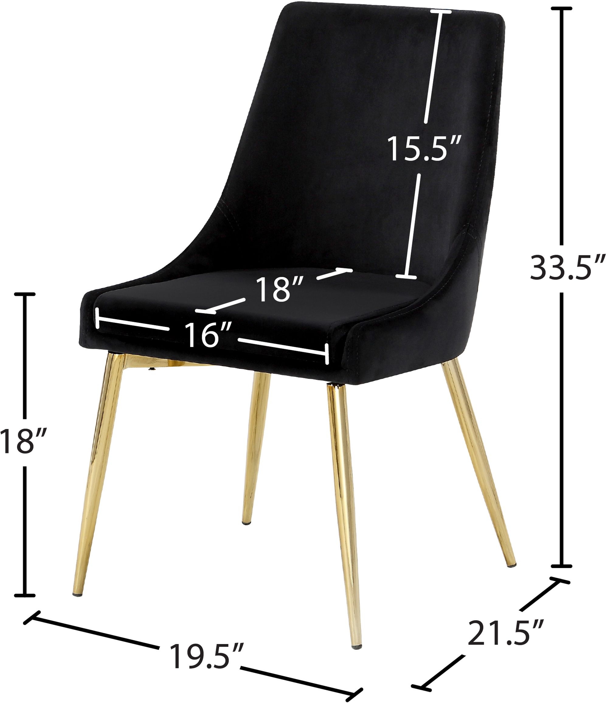 Karina Velvet Dining Chair with Polished Metal Frame
