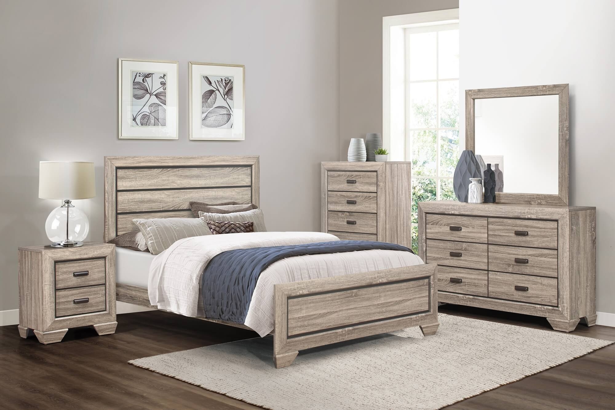 Beechnut Wood/Wood Veneer Panel Bed, King Size