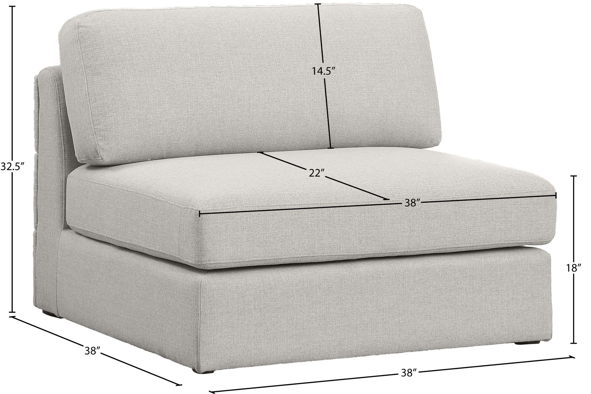 Beckham Linen Modular Armless Chair