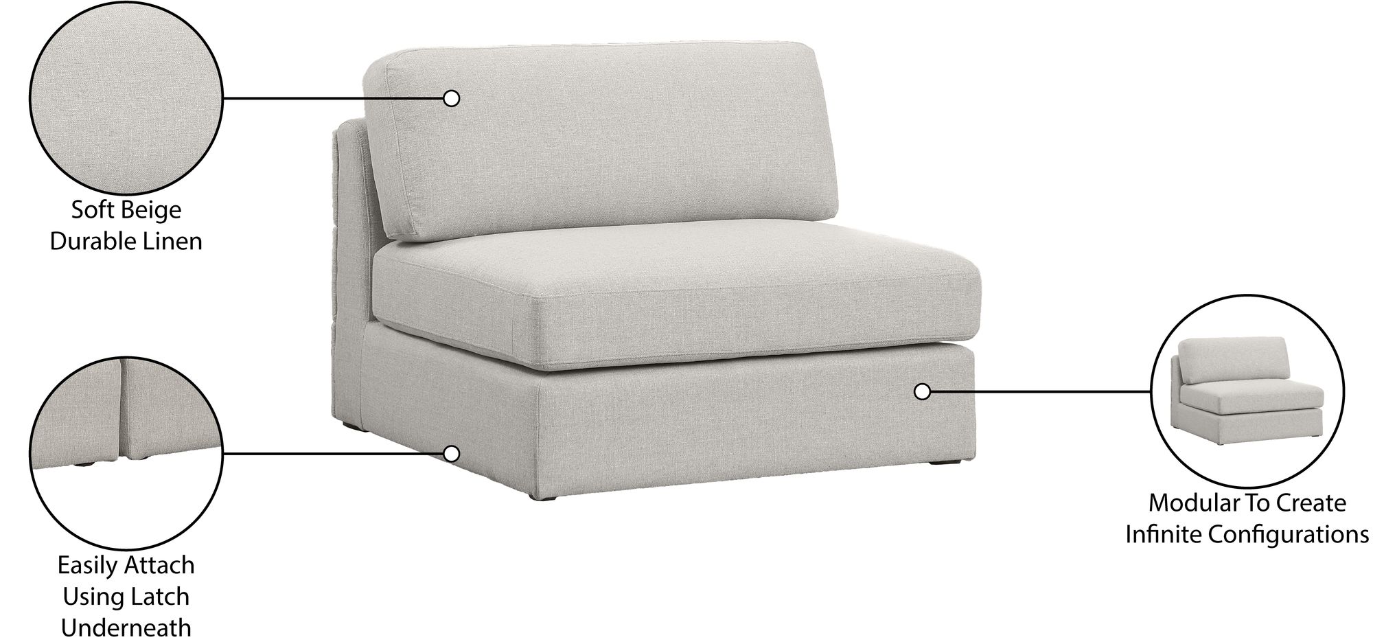 Beckham Linen Modular Armless Chair