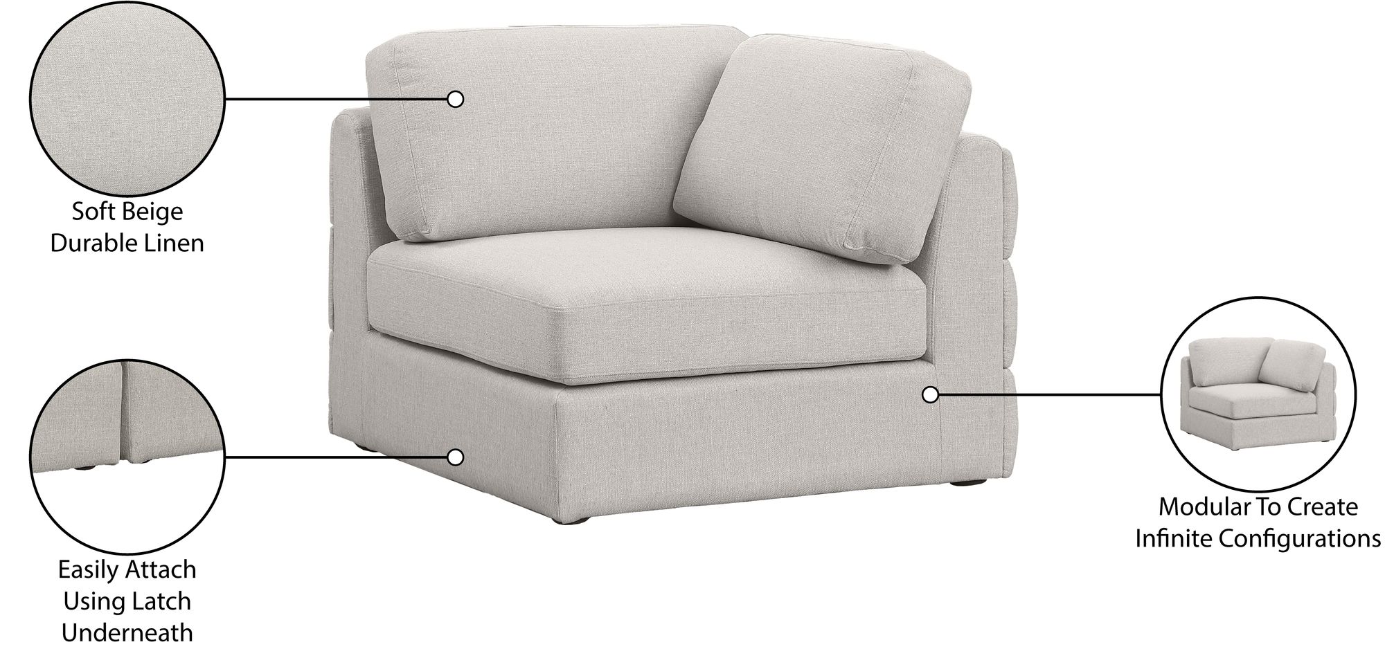 Beckham Linen Modular Corner Chair