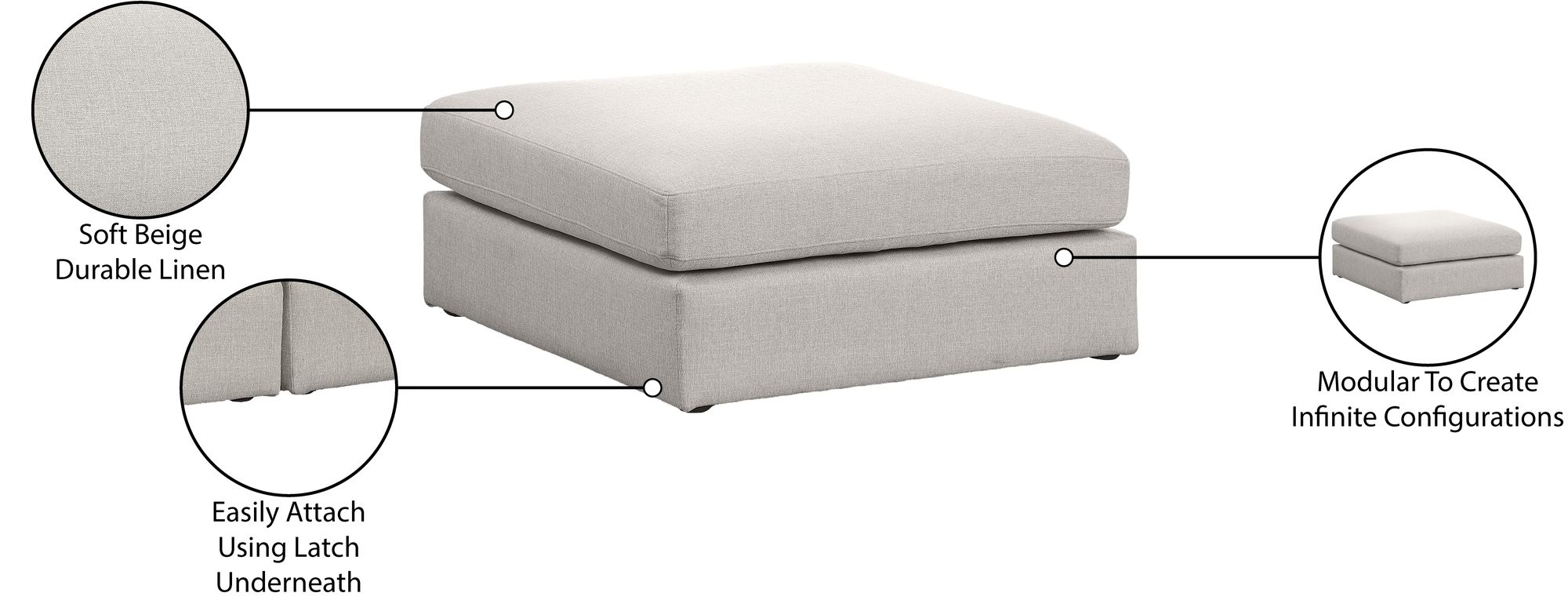 Beckham Linen Modular Ottoman