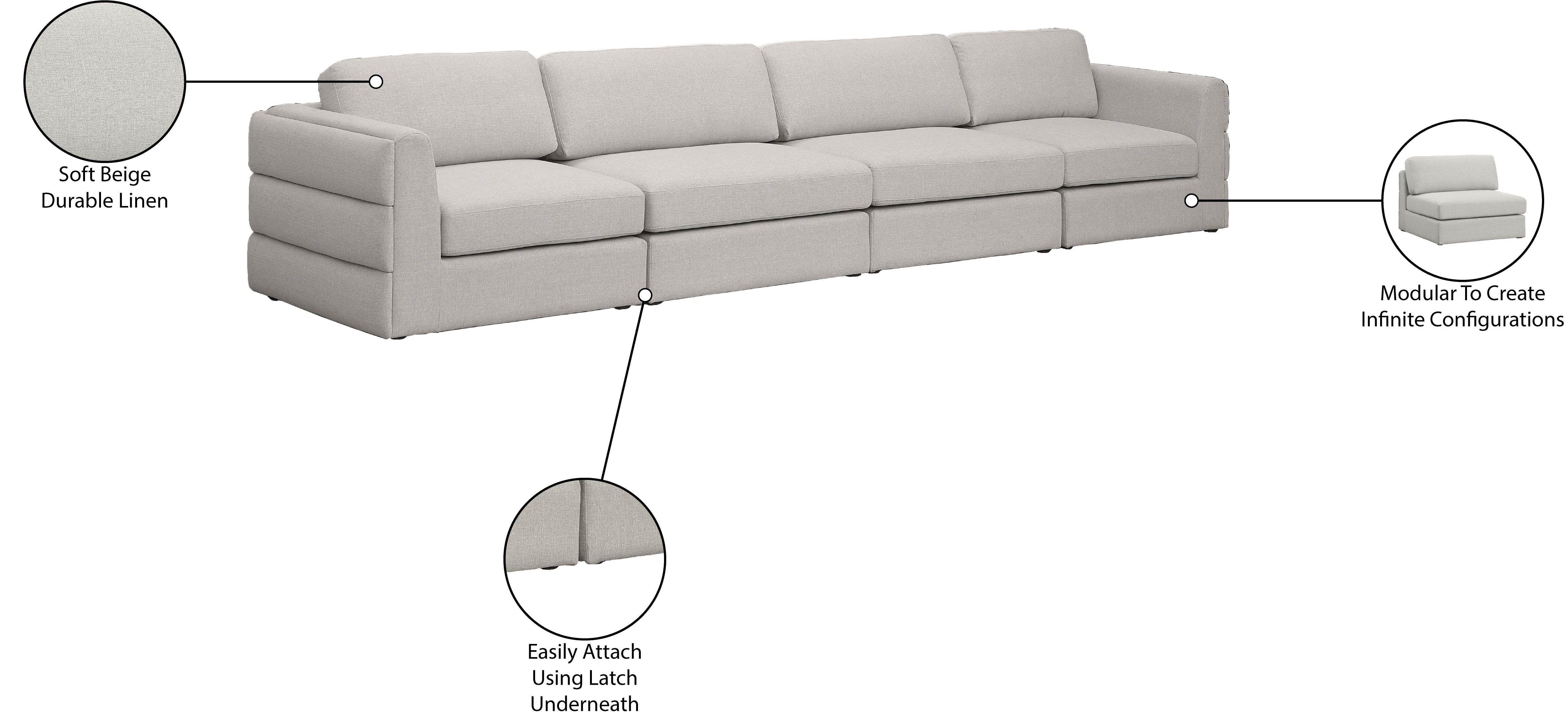 Beckham 152" Linen Modular Sofa