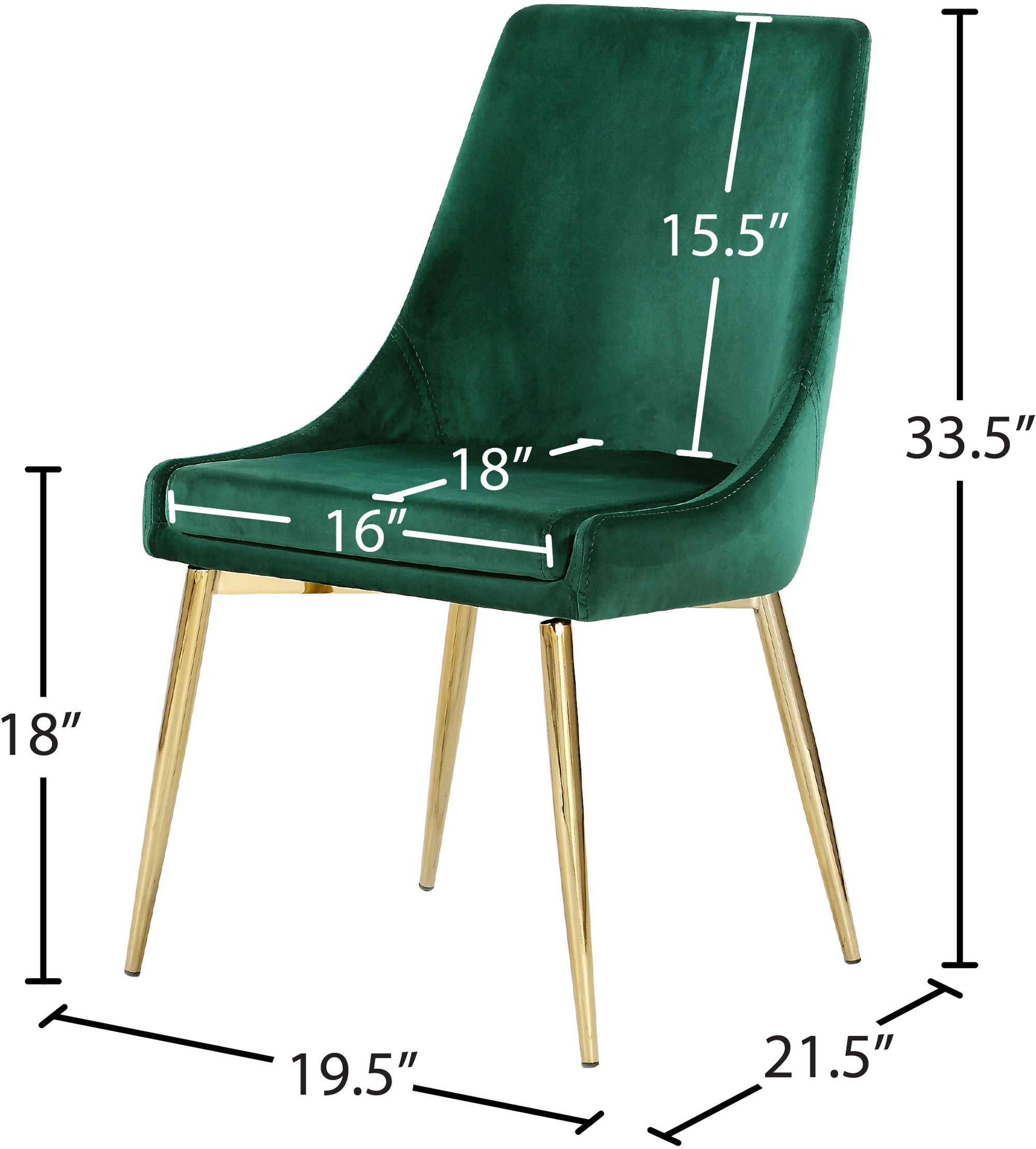 Karina Velvet Dining Chair with Polished Gold Metal Frame