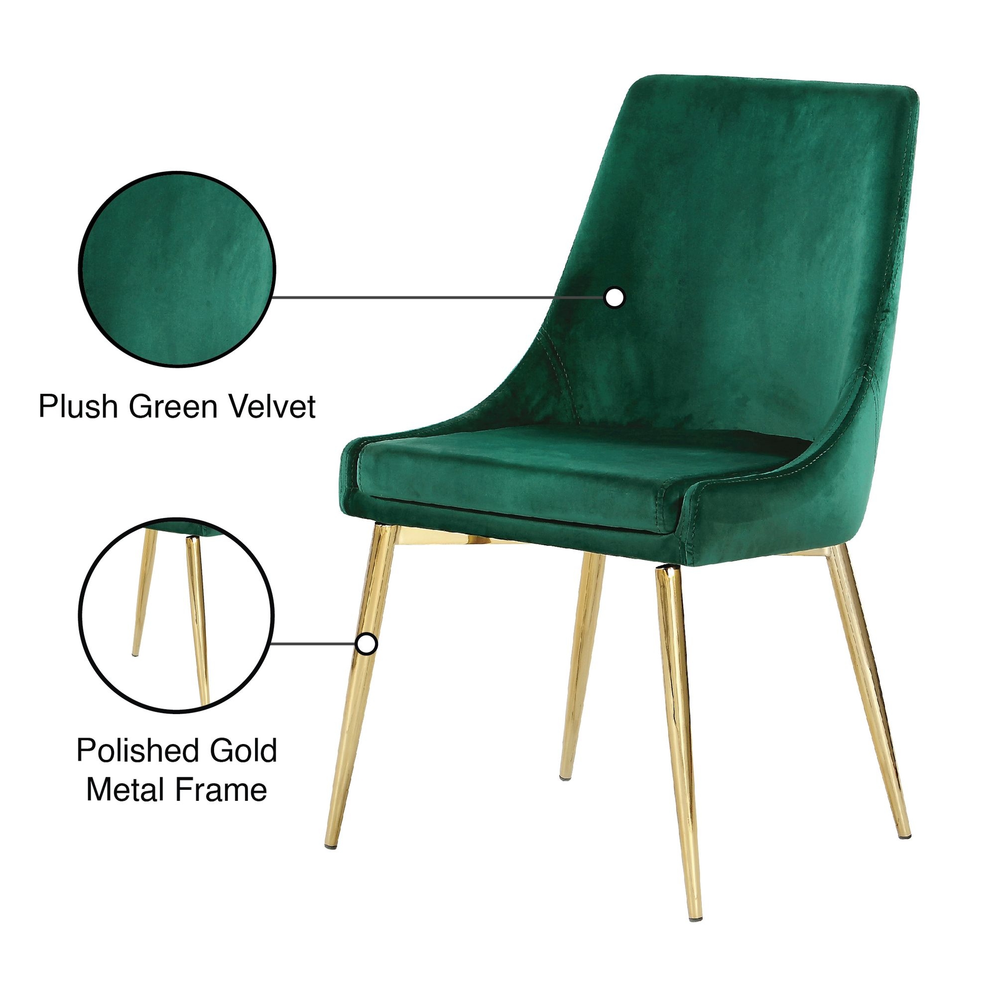 Karina Velvet Dining Chair with Polished Metal Frame