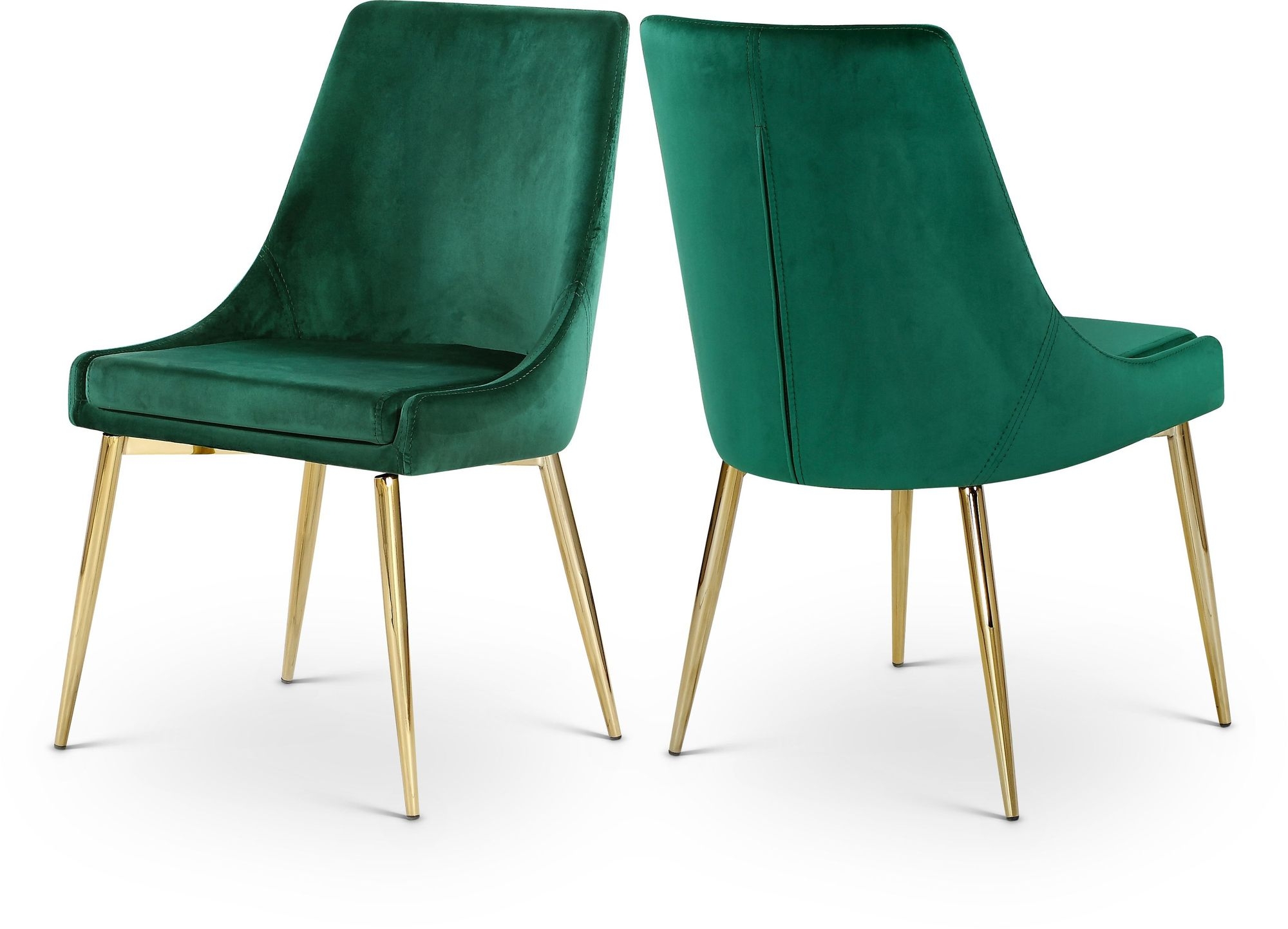Karina Velvet Dining Chair with Polished Metal Frame