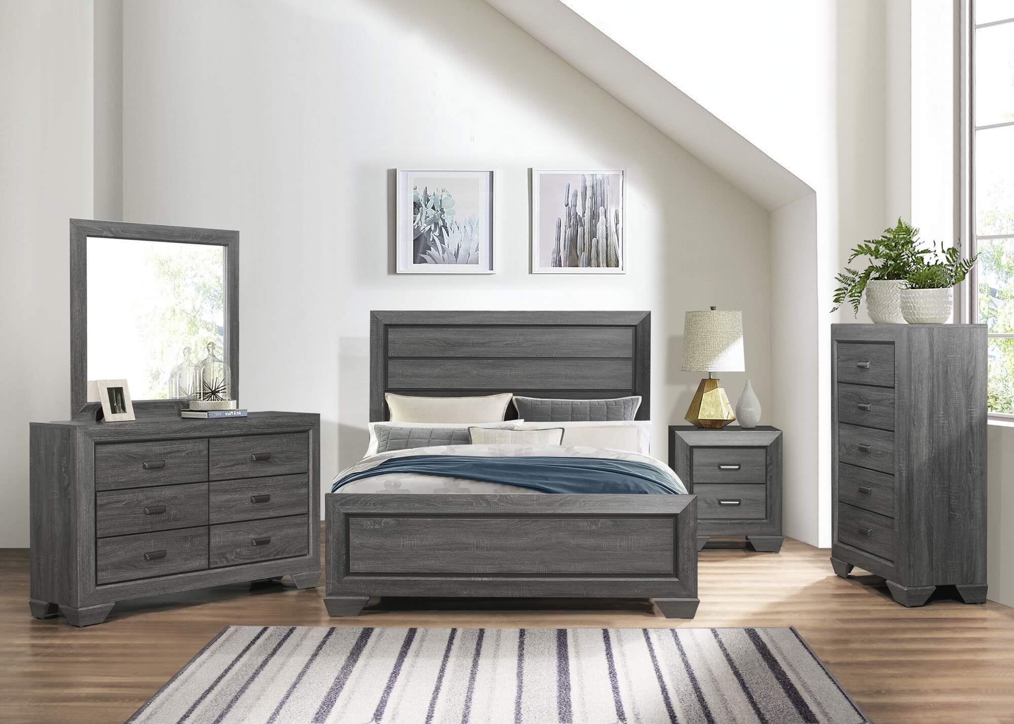 Beechnut Wood/Wood Veneer Panel Bedroom Set