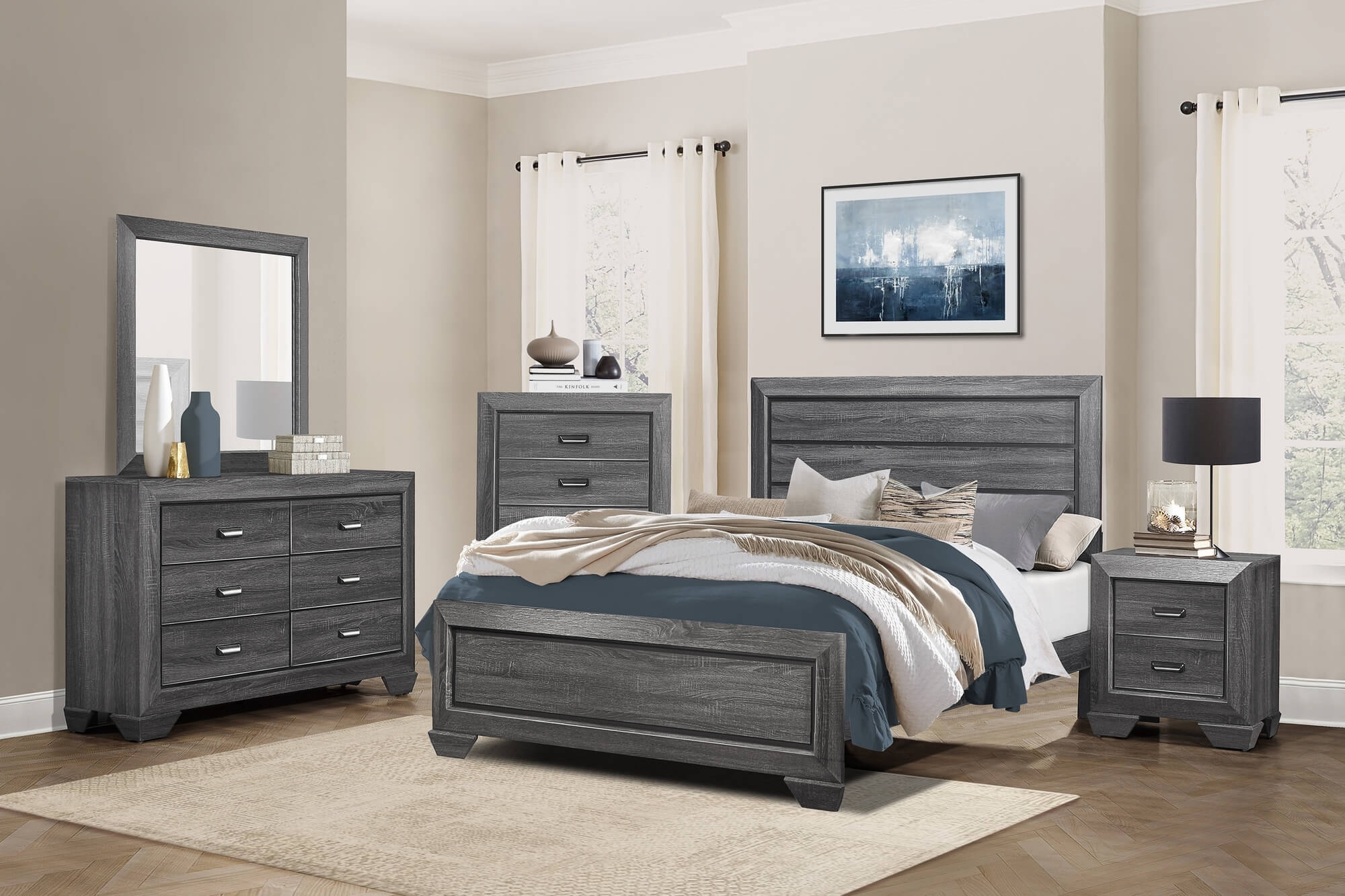 Beechnut Wood/Wood Veneer Panel Bed