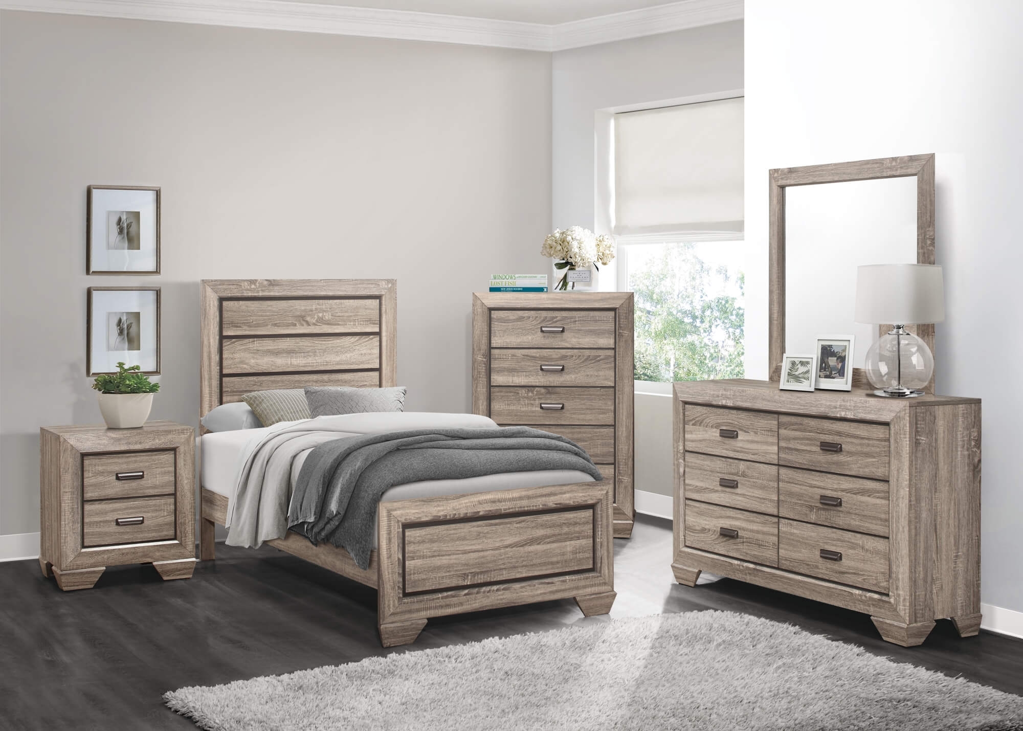 Beechnut Wood/Wood Veneer Panel Bed