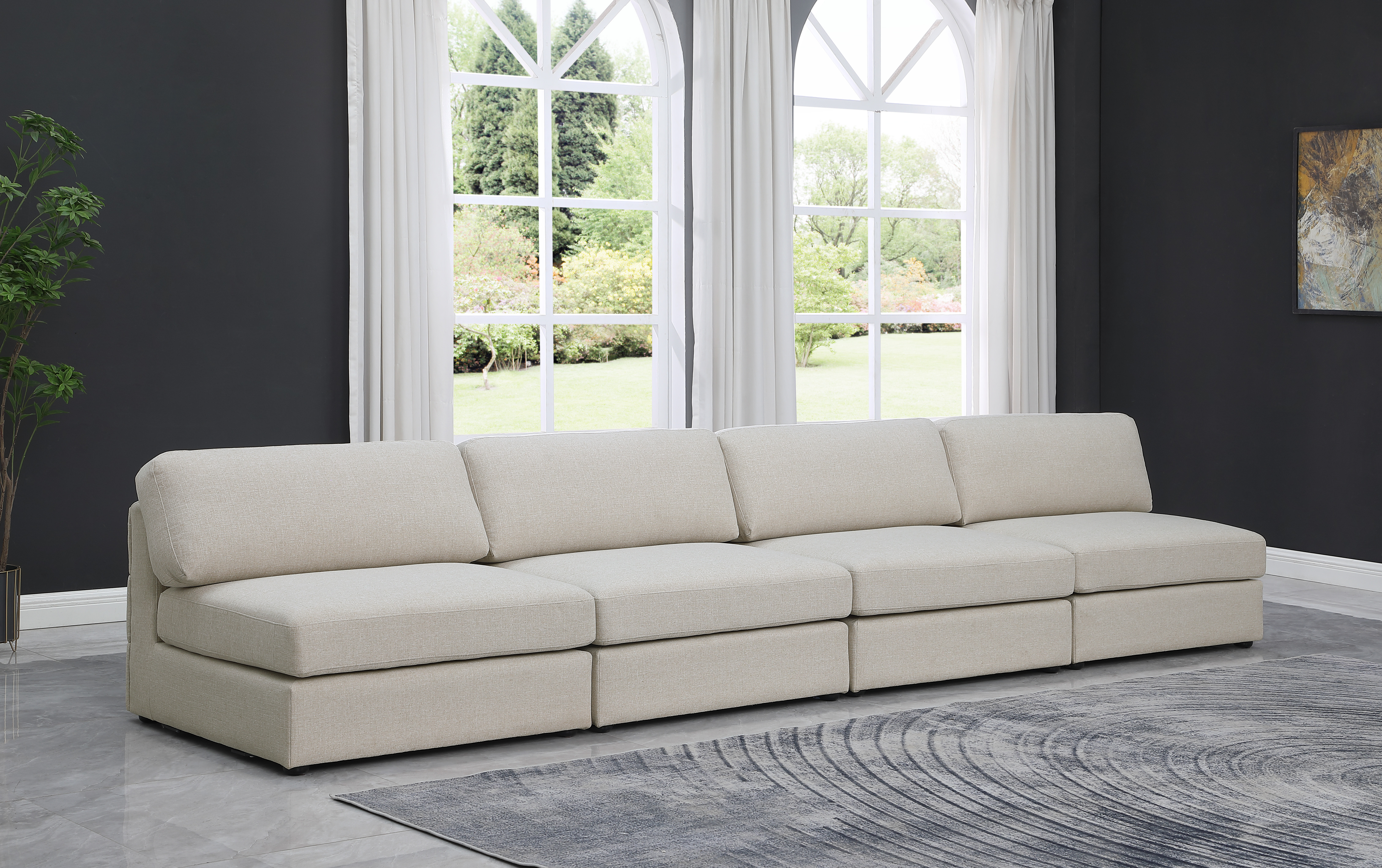 Beckham 152" Linen Modular Armless Sofa