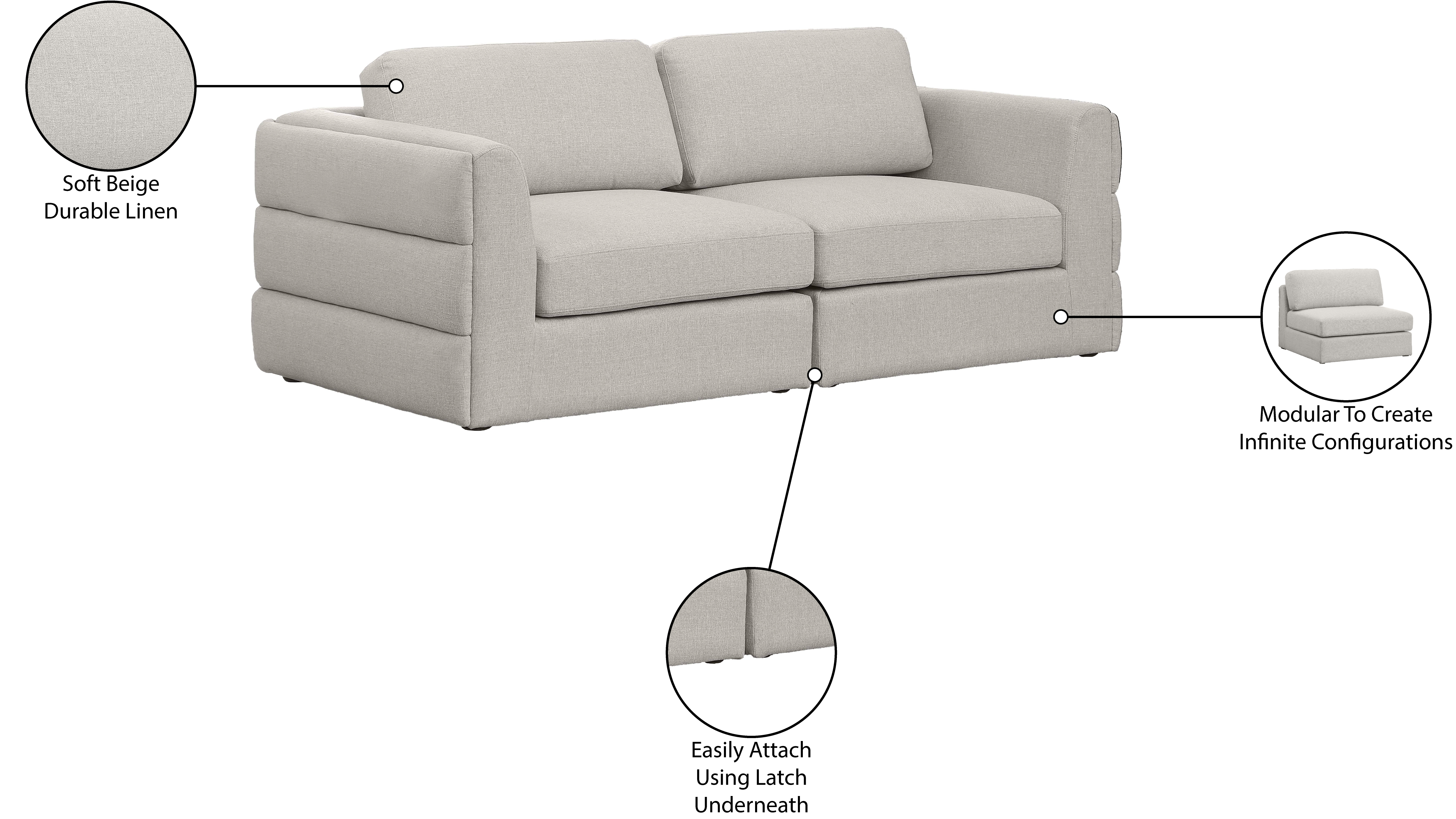 Beckham 76" Linen Modular Sofa