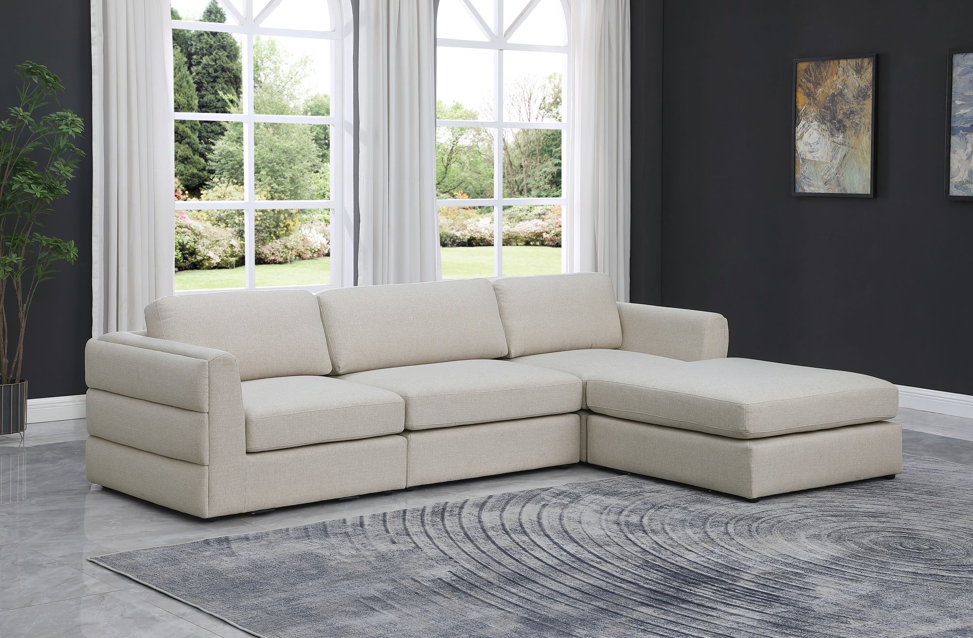Beckham 114" Linen Modular 4-Piece Sectional