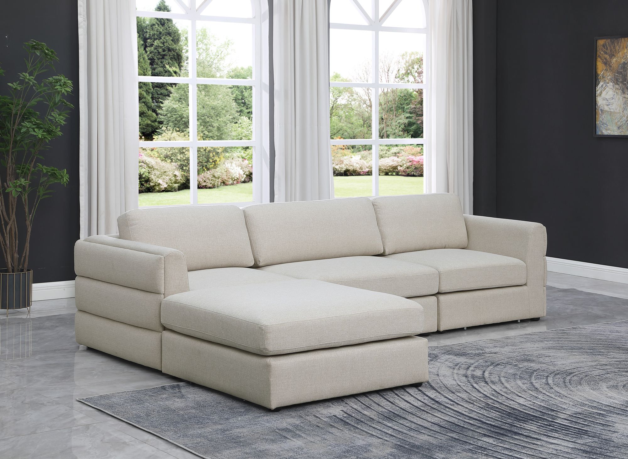 Beckham 114" Linen Modular 4-Piece Sectional