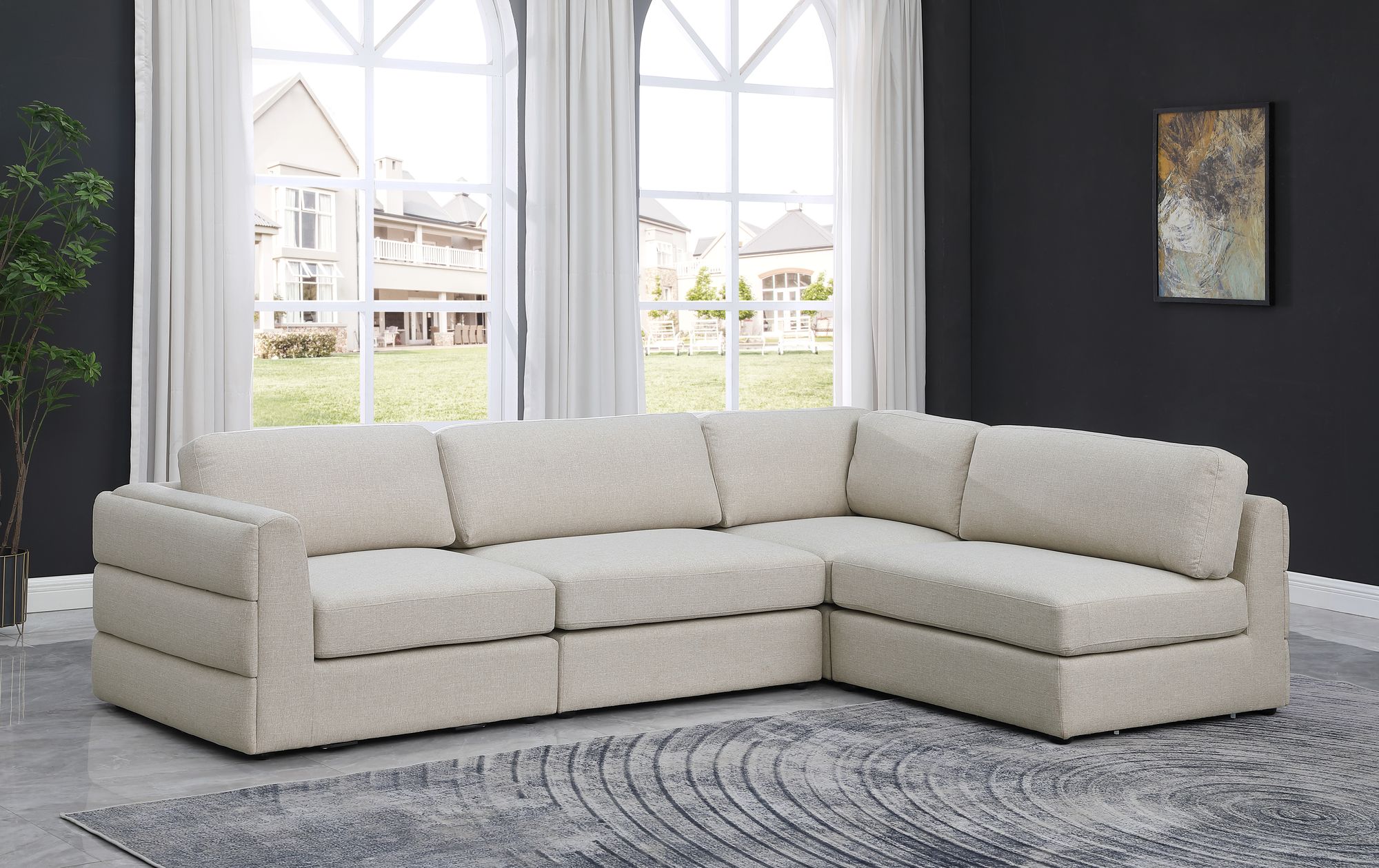 Beckham 114" Linen Modular 4-Piece Corner Sectional