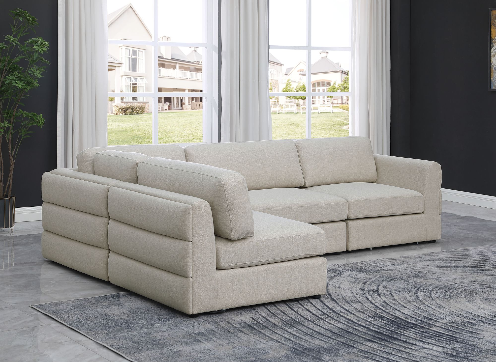 Beckham 114" Linen Modular 4-Piece Corner Sectional