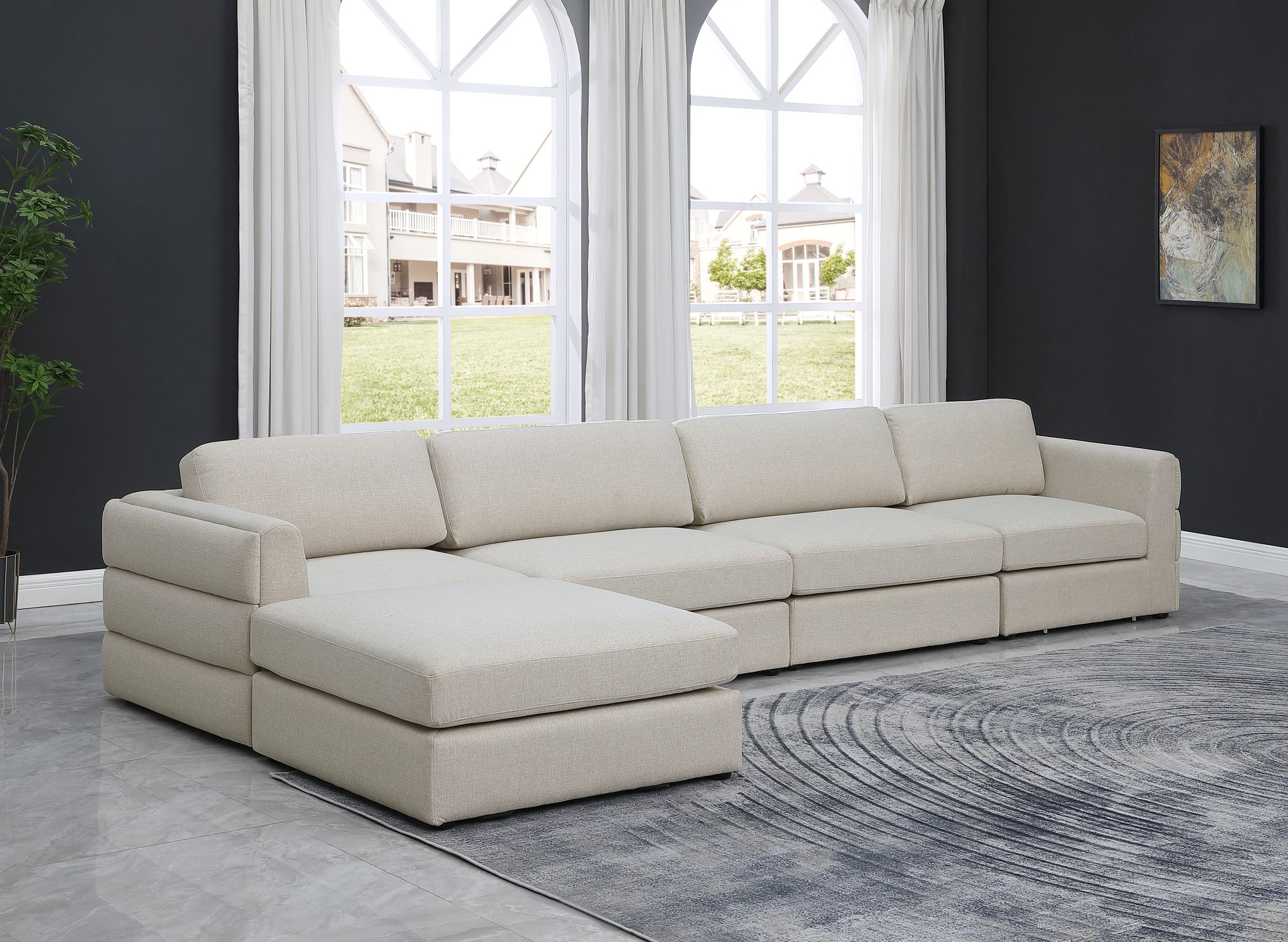 Beckham 152" 5-Piece Linen Modular Sectional