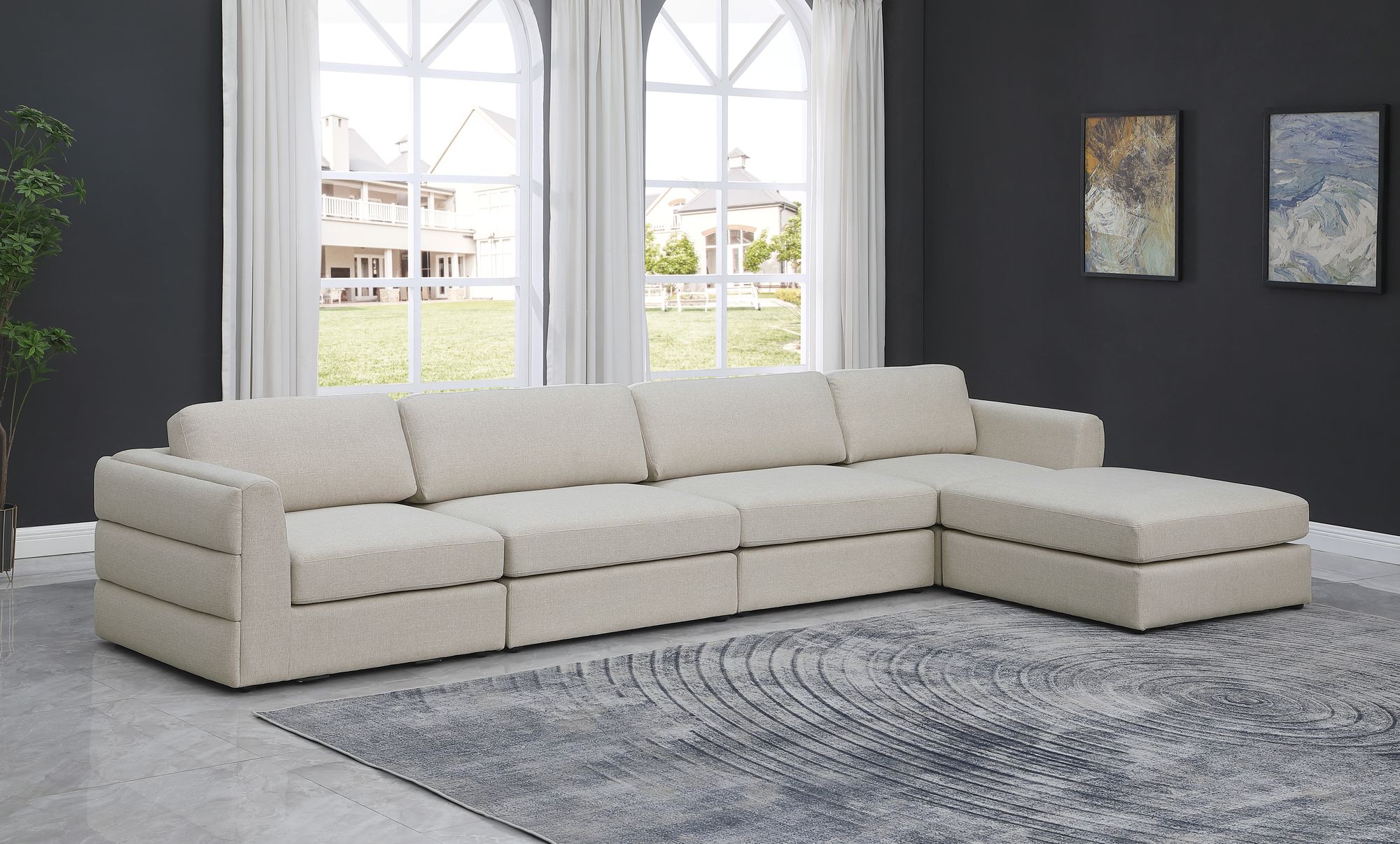 Beckham 152" 5-Piece Linen Modular Sectional