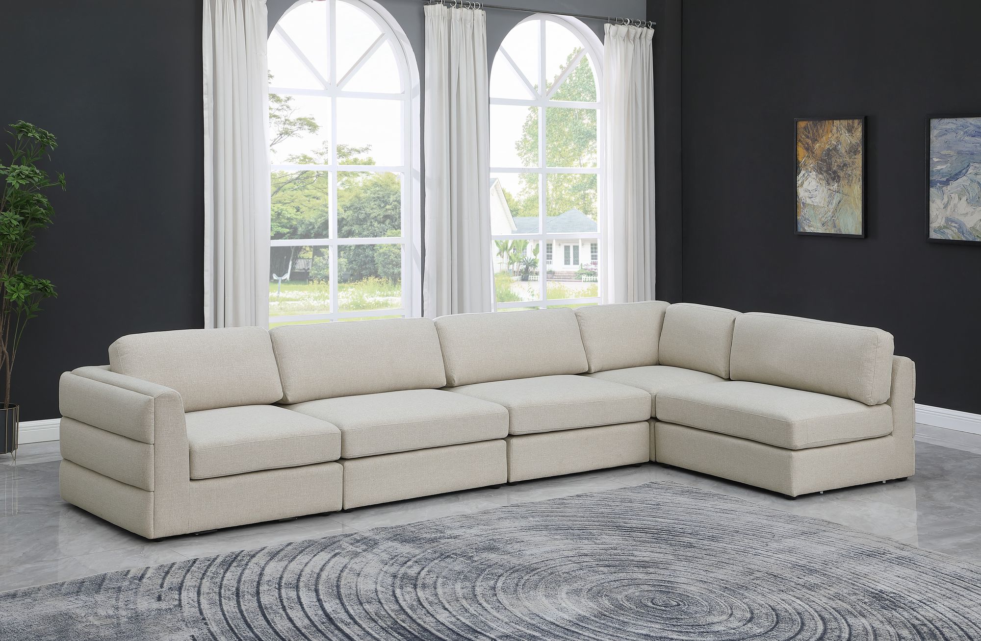 Beckham 152" 5-Piece Linen Modular Corner Sectional