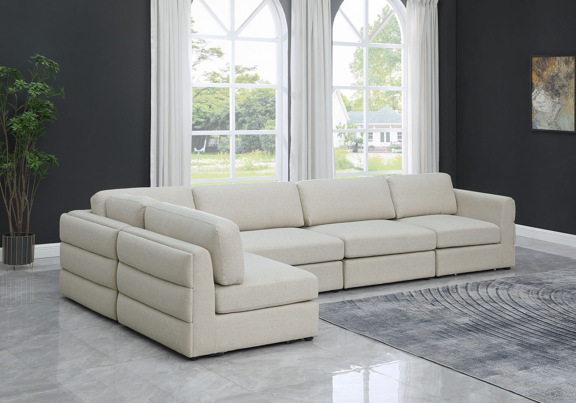 Beckham 152" 5-Piece Linen Modular Corner Sectional