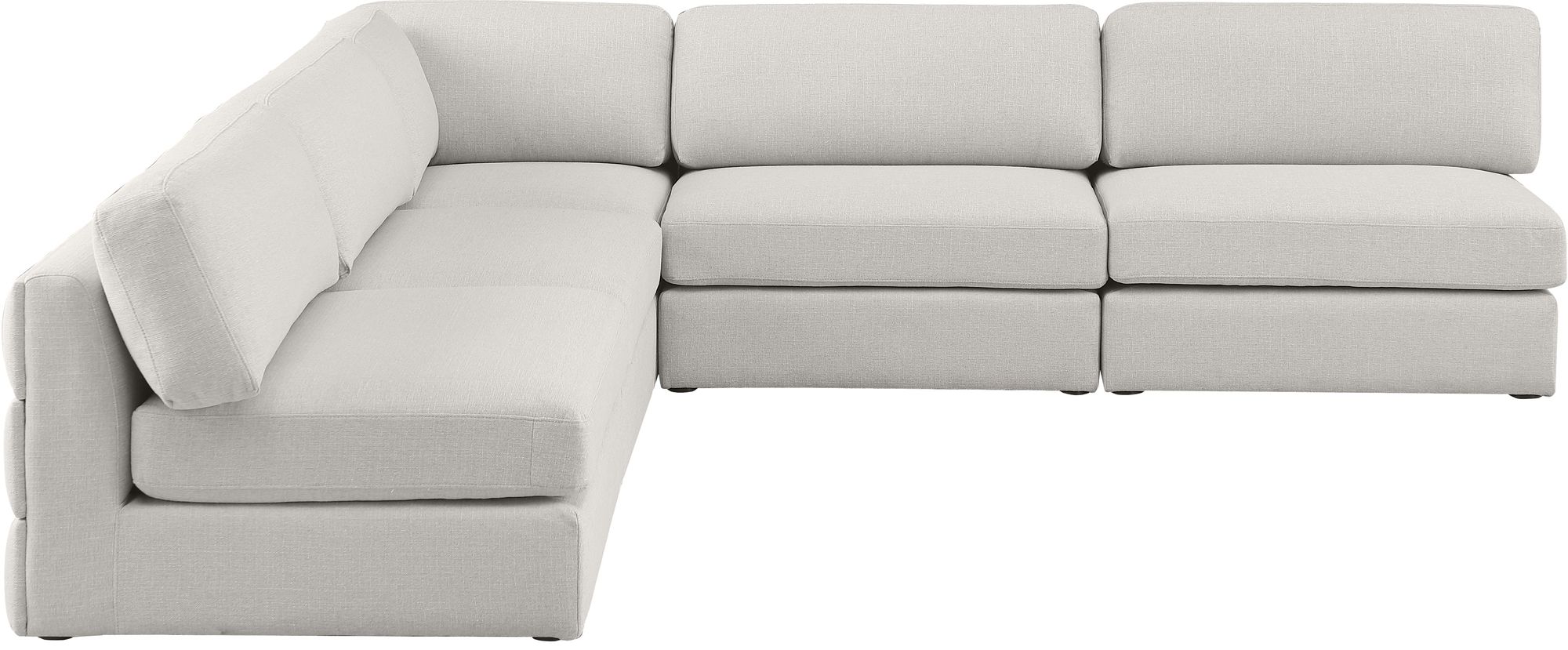 Beckham 114" 5-Piece Linen Modular Corner Armless Sectional
