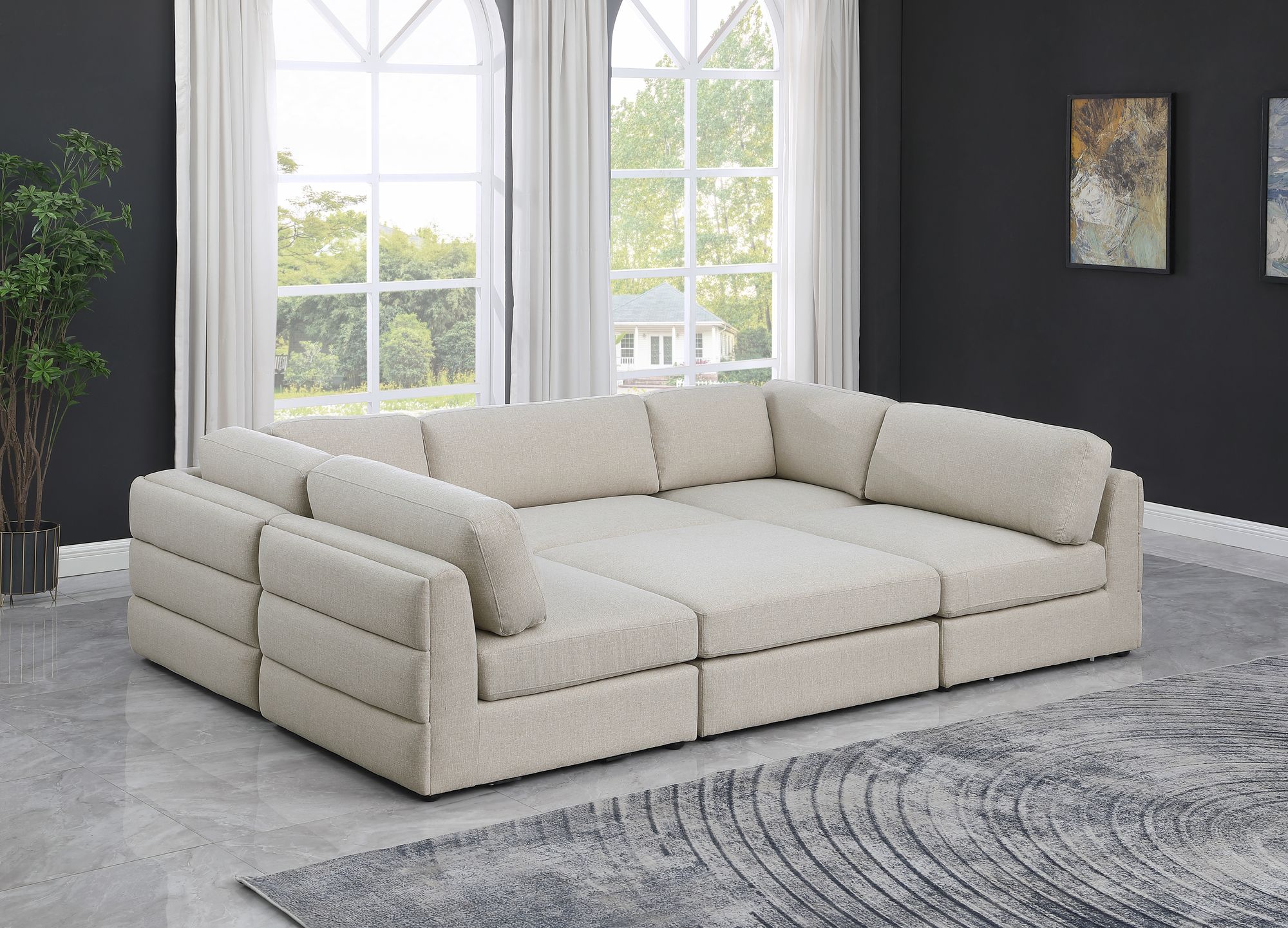 Beckham 114" 6-Piece Linen Modular Sectional