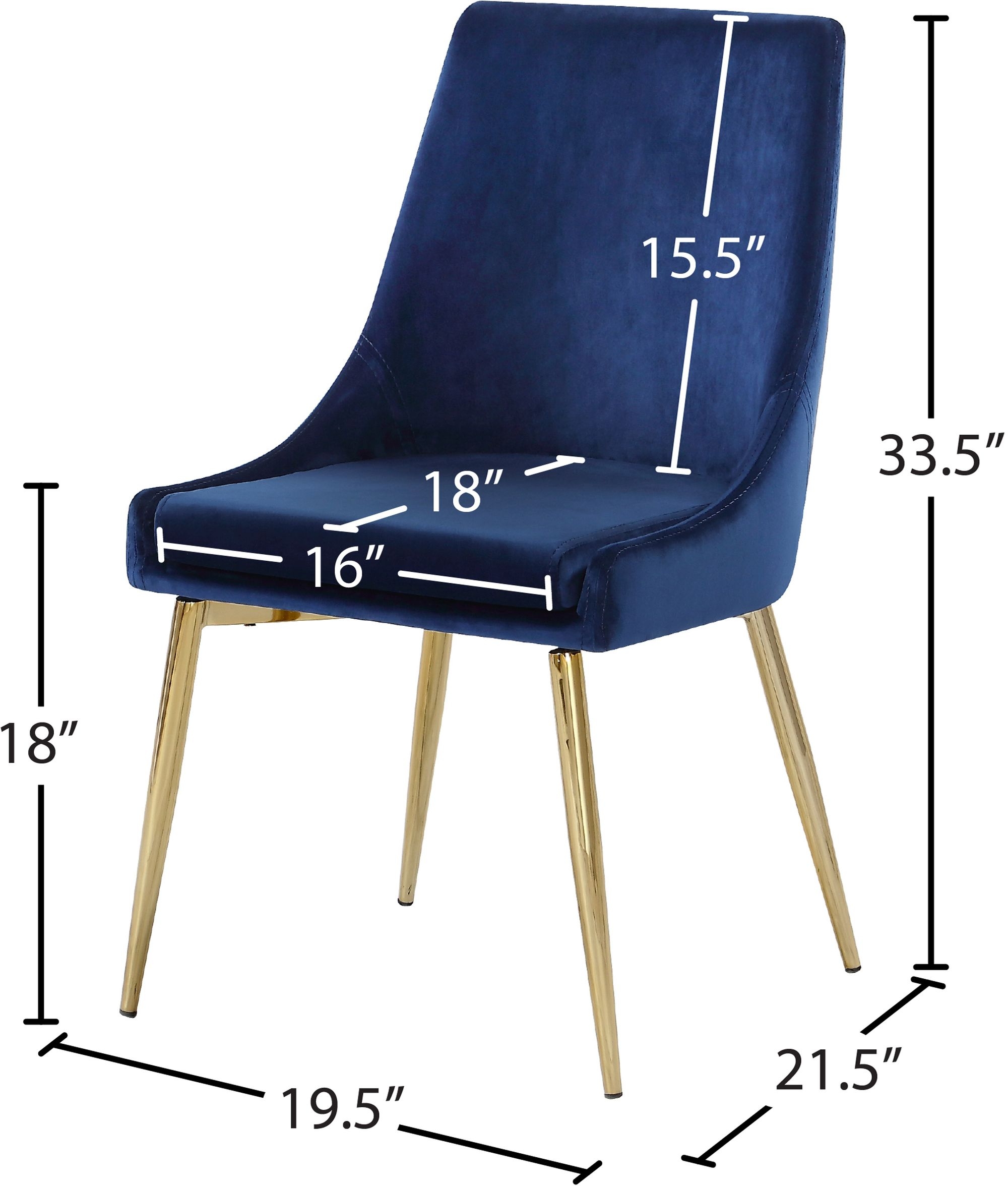 Karina Velvet Dining Chair with Polished Metal Frame