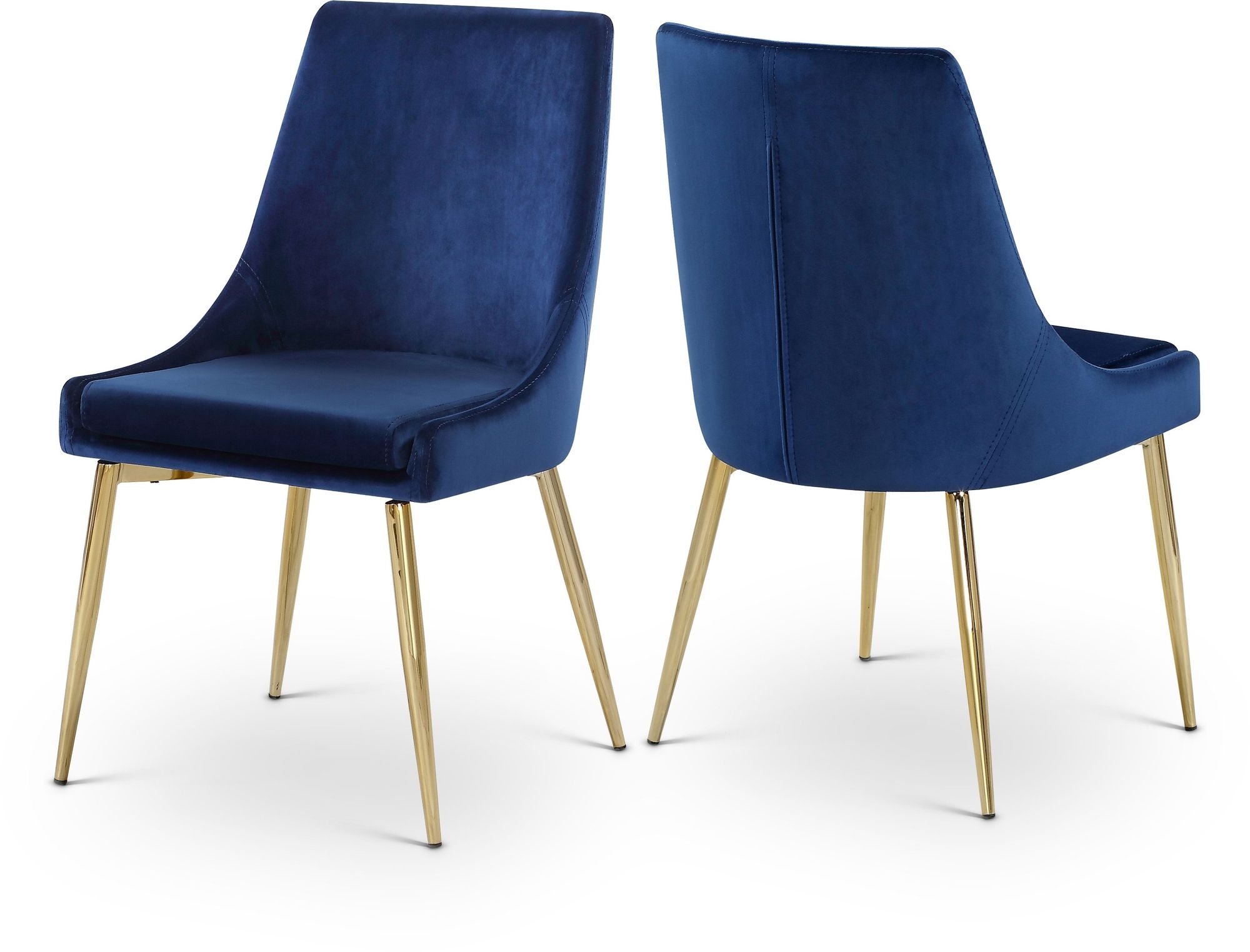 Karina Velvet Dining Chair with Polished Metal Frame