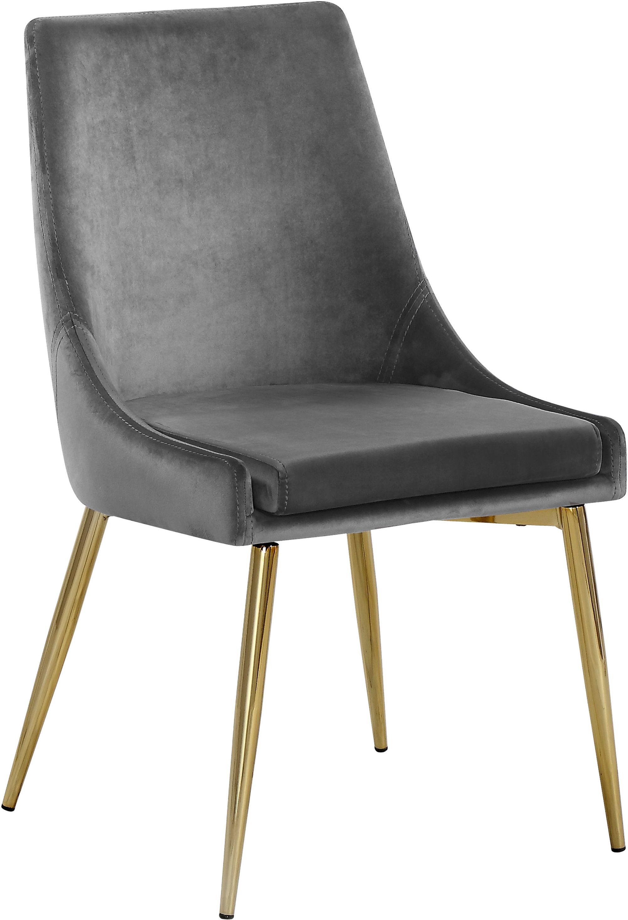 Karina Velvet Dining Chair with Polished Metal Frame