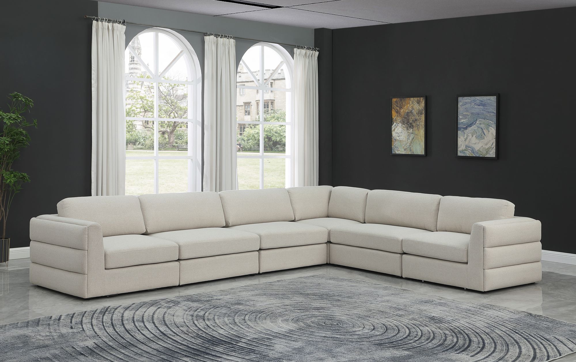 Beckham 152" 6-Piece Linen Modular Sectional