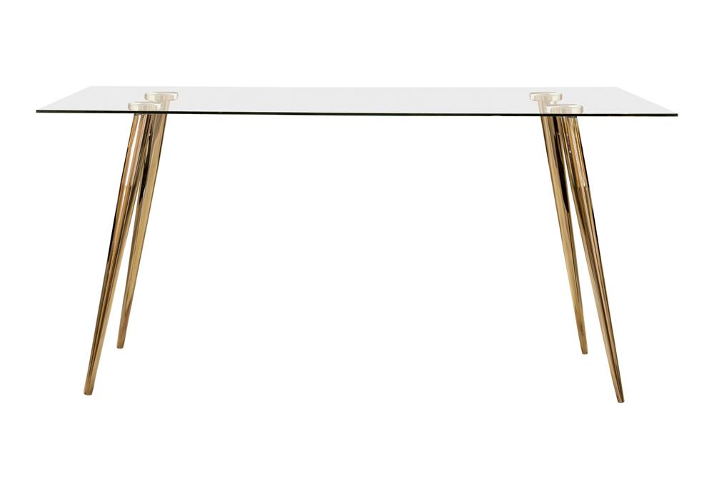 Gilman Rectangle Glass Top Dining Table with Metal Legs
