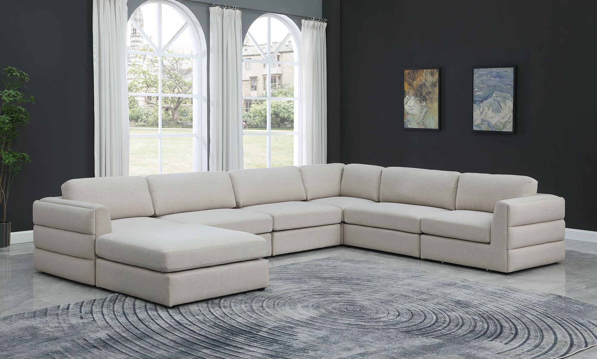 Beckham 152" 7-Piece Linen Modular Sectional