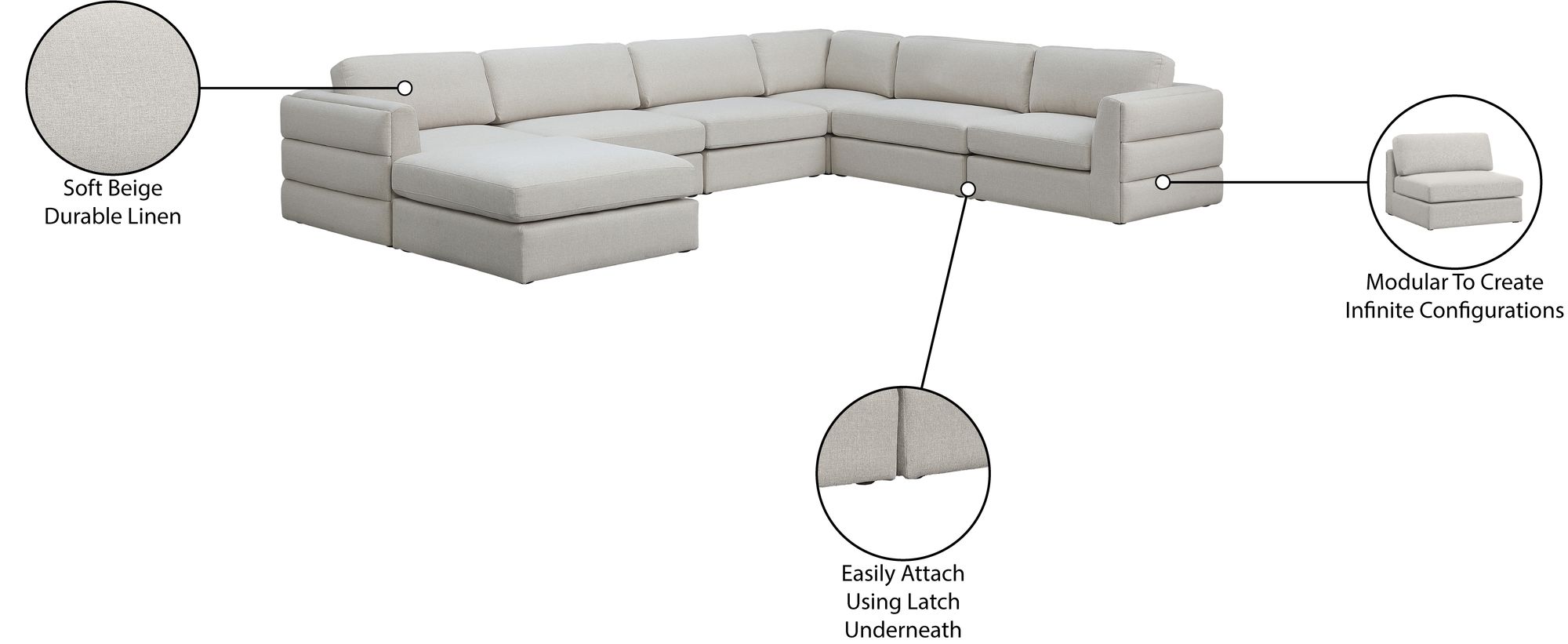 Beckham 152" 7-Piece Linen Modular Sectional
