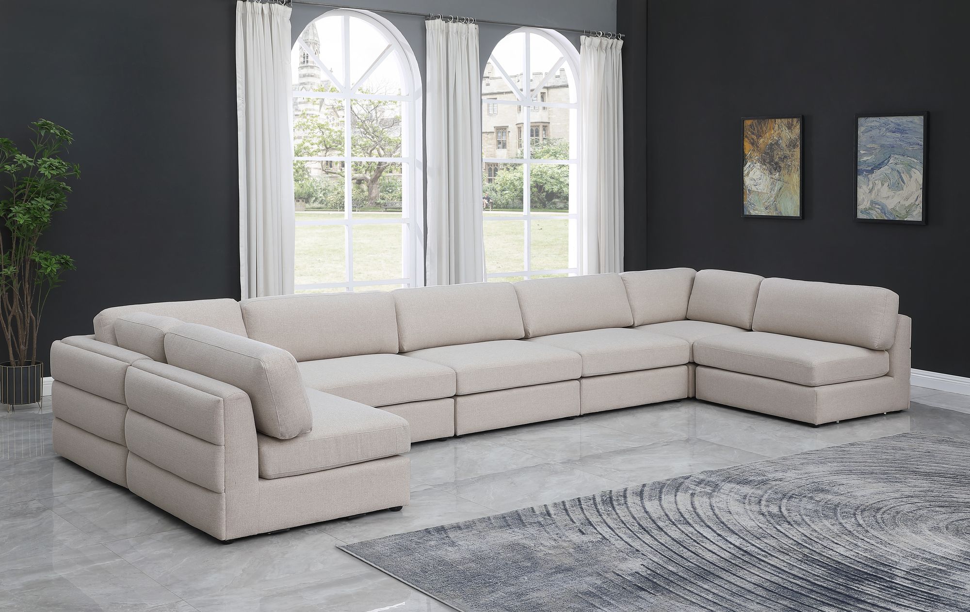 Beckham 190" 7-Piece Linen Modular Sectional