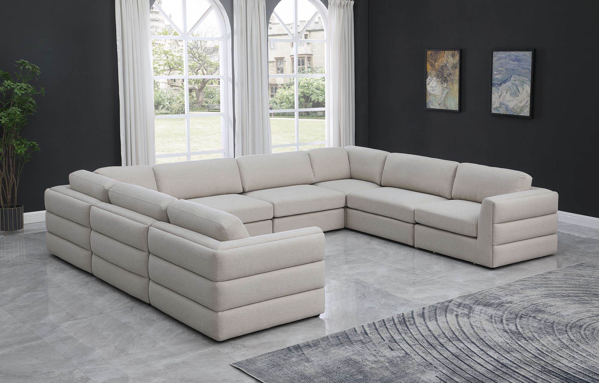 Beckham 152" 8-Piece Linen Modular Sectional