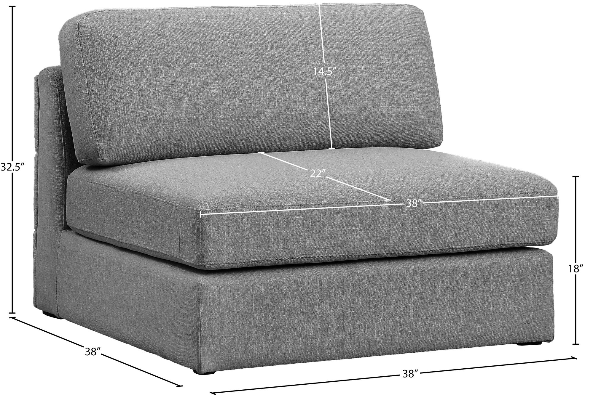 Beckham Linen Modular Armless Chair
