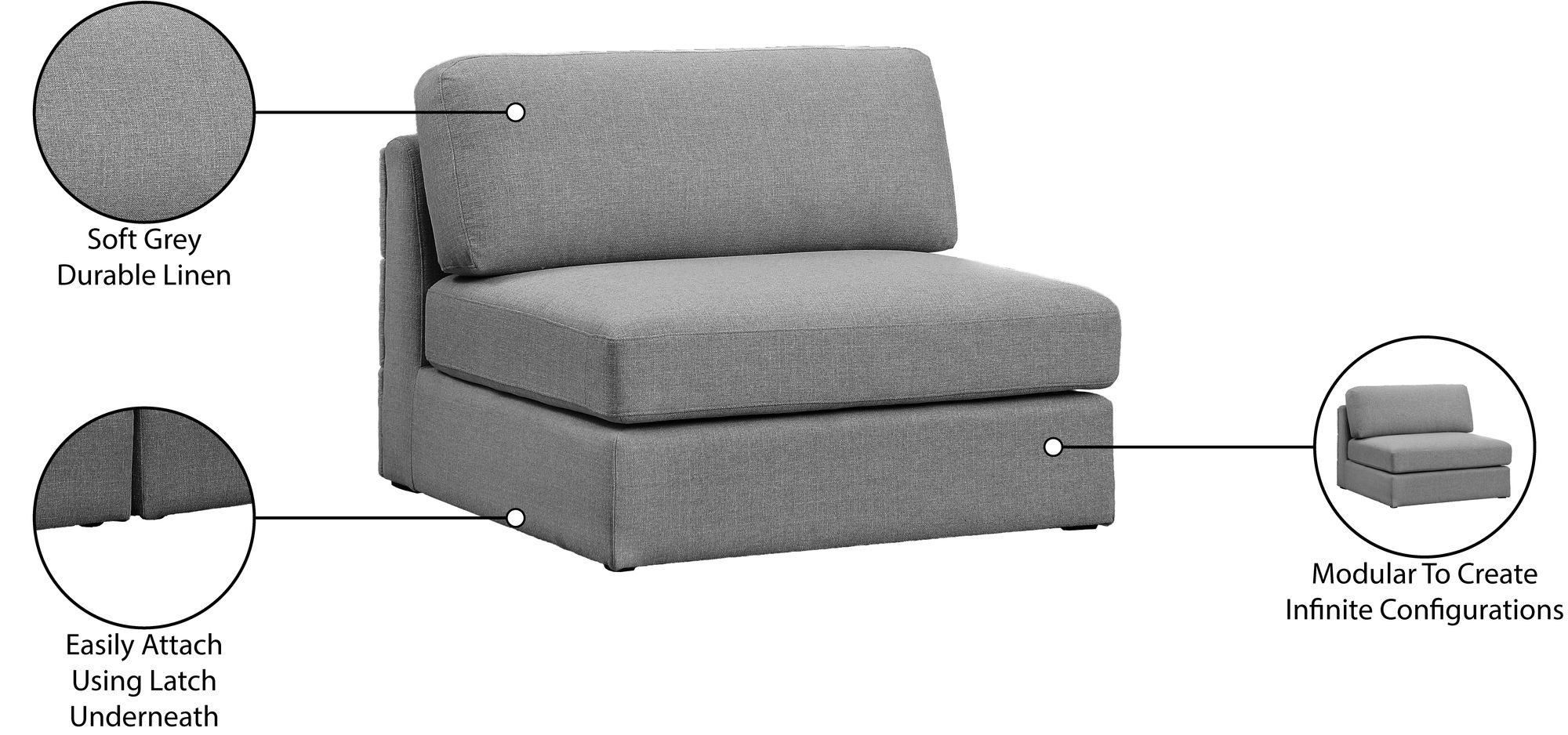 Beckham Linen Modular Armless Chair