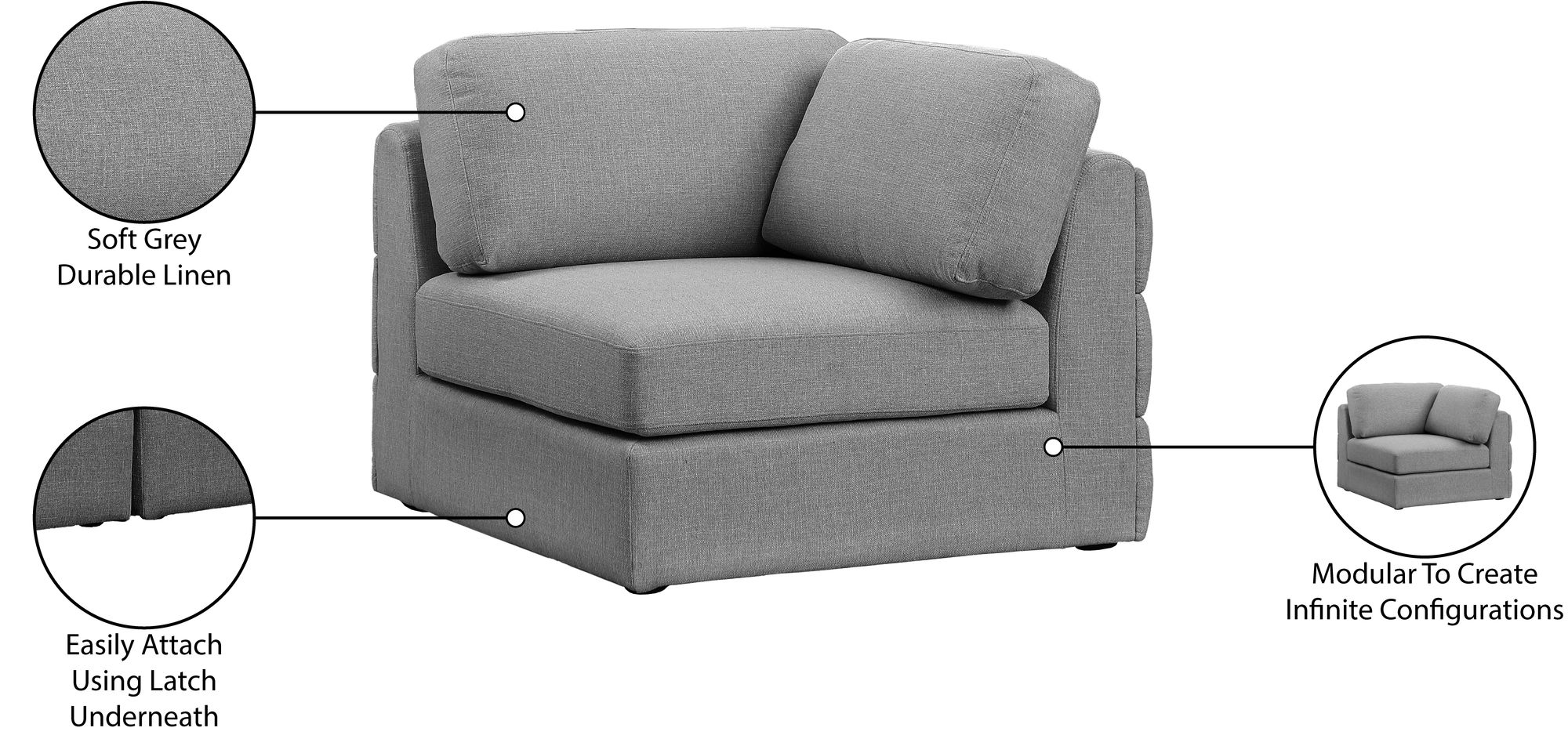 Beckham Linen Modular Corner Chair
